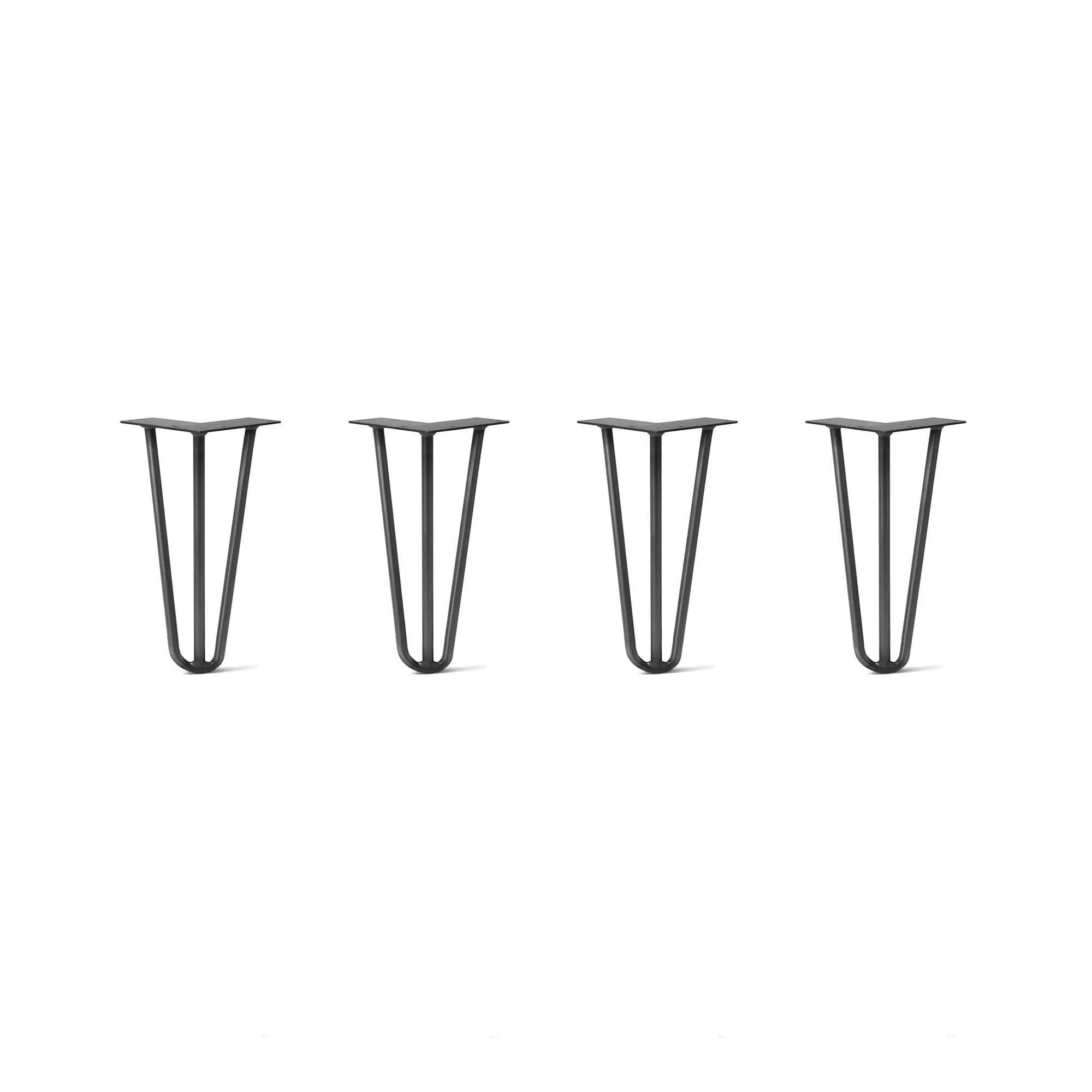 Hairpin Legs Set of 4, 3-Rod Design - Jet Black Satin Powder Coated Finish
