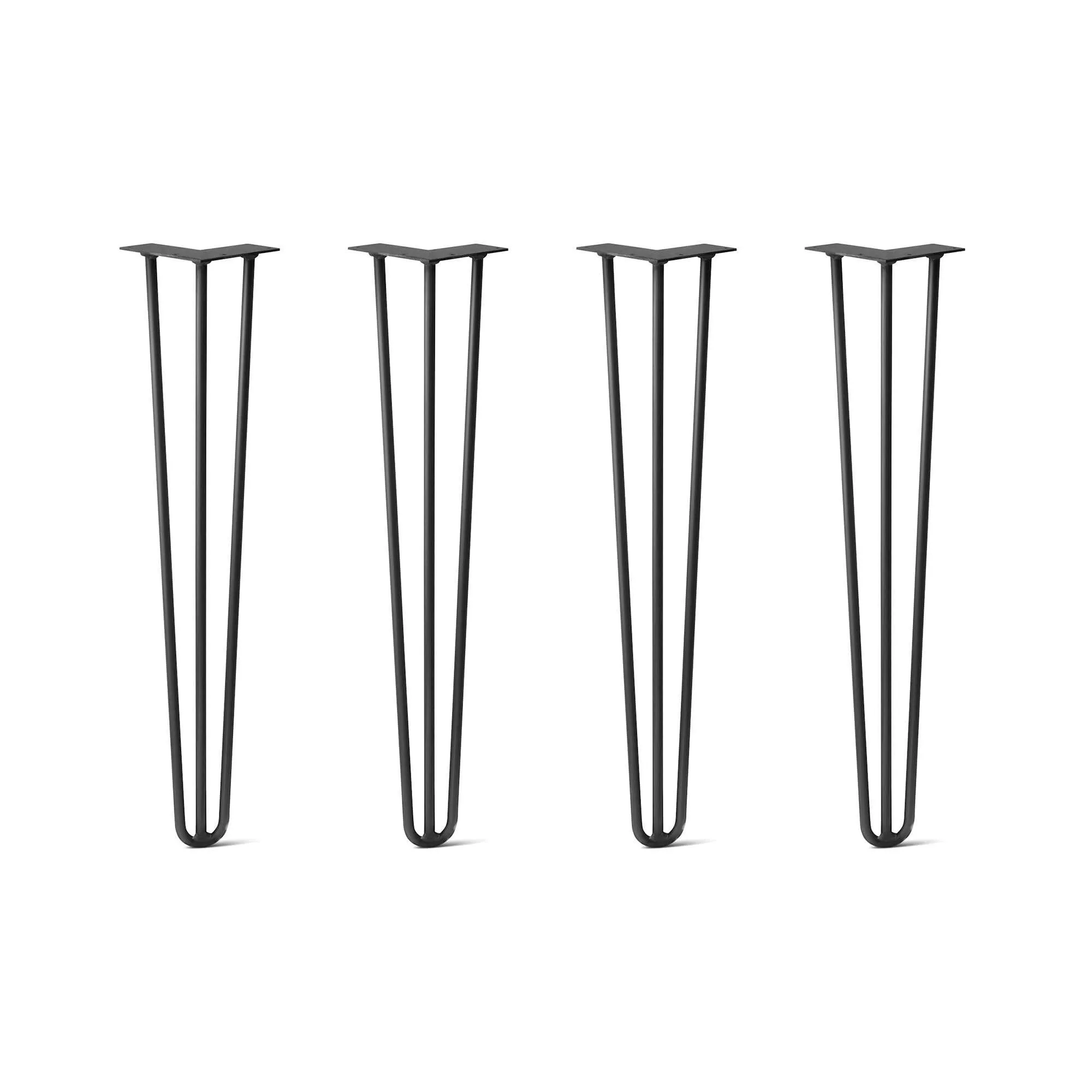Hairpin Legs Set of 4, 3-Rod Design - Jet Black Satin Powder Coated Finish