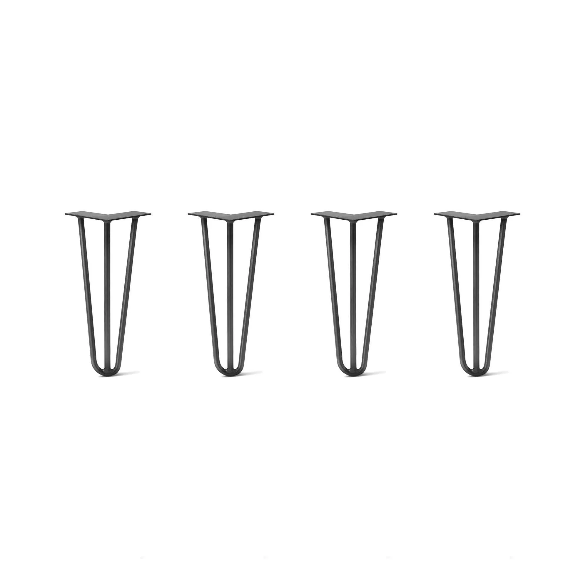 Hairpin Legs Set of 4, 3-Rod Design - Jet Black Satin Powder Coated Finish