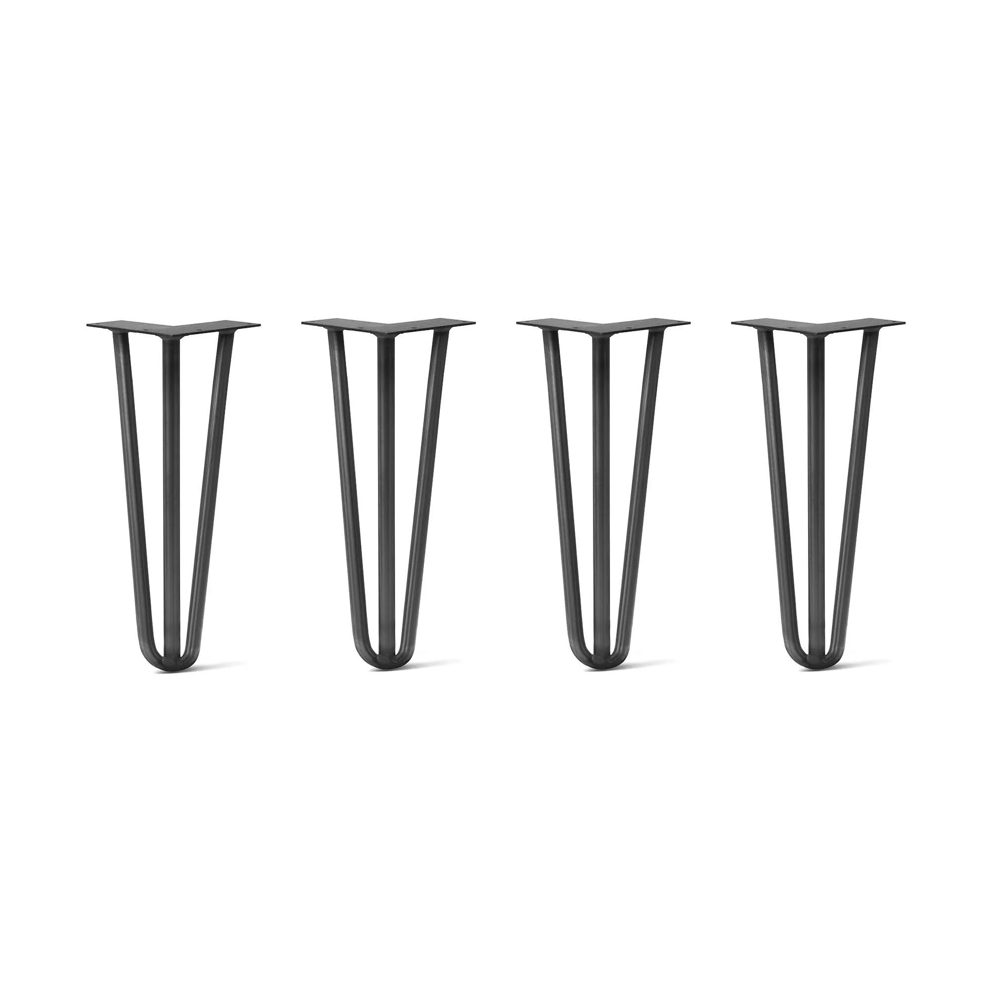 Hairpin Legs Set of 4, 3-Rod Design - Jet Black Satin Powder Coated Finish