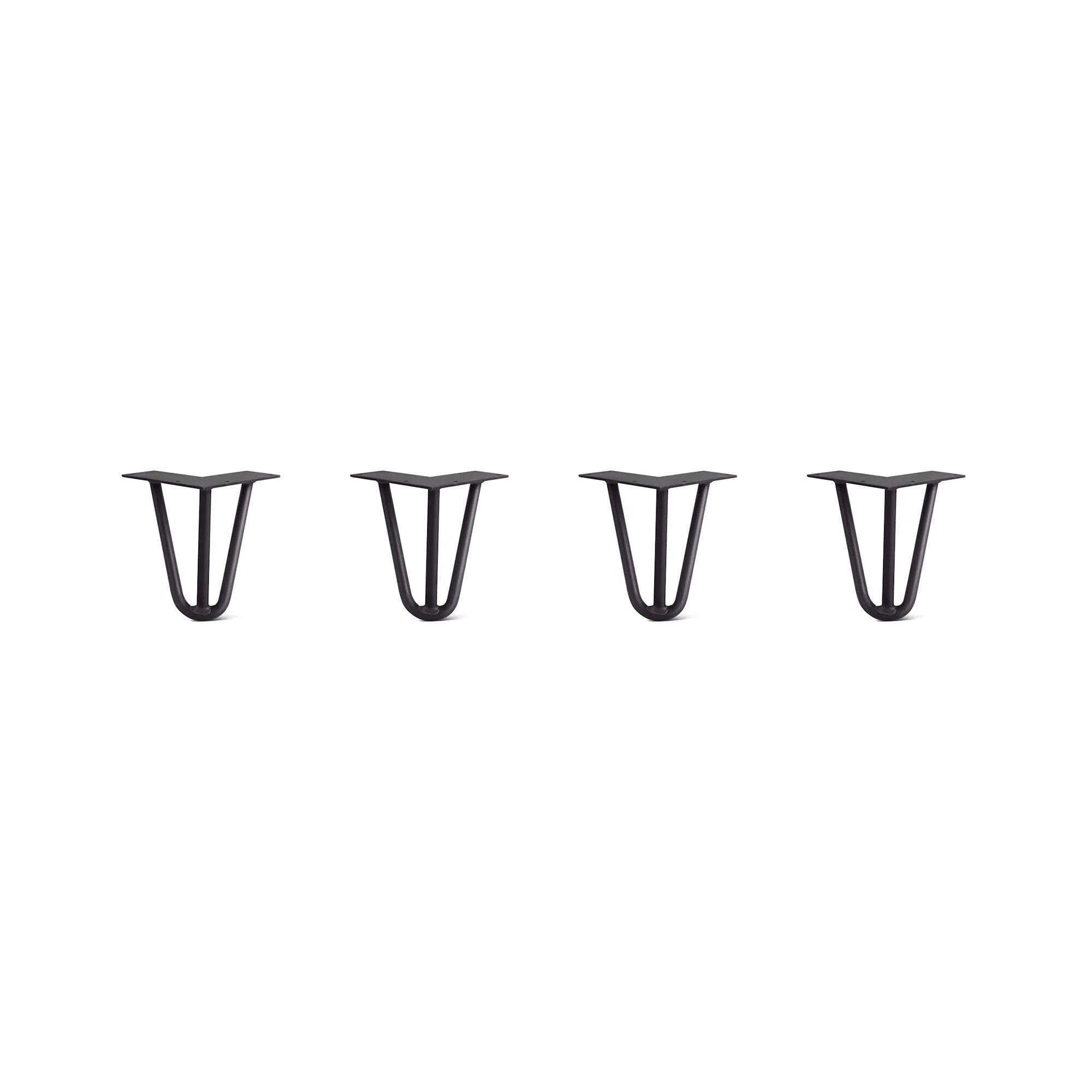 Hairpin Legs Set of 4, 3-Rod Design - Jet Black Satin Powder Coated Finish