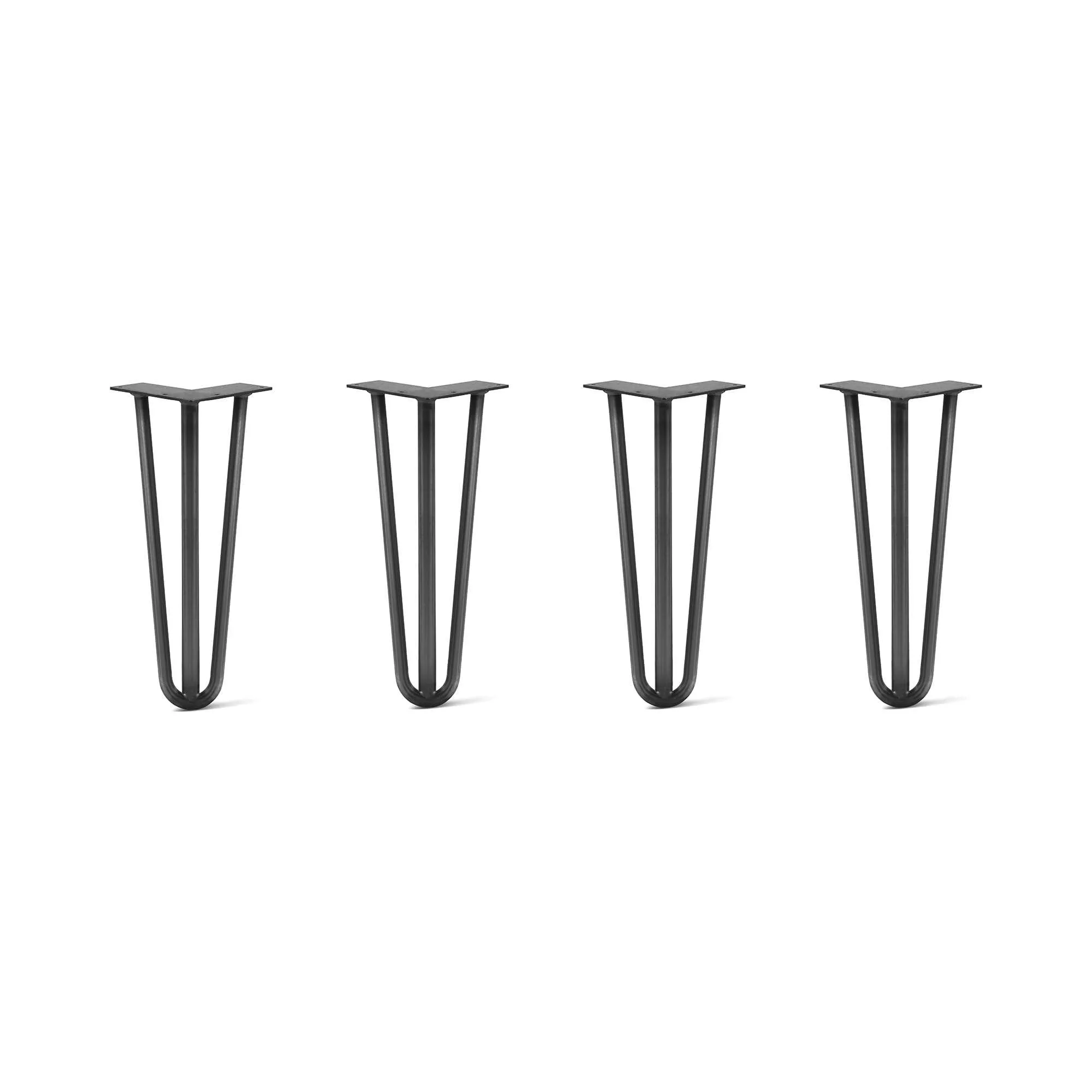 Hairpin Legs Set of 4, 3-Rod Design - Jet Black Satin Powder Coated Finish