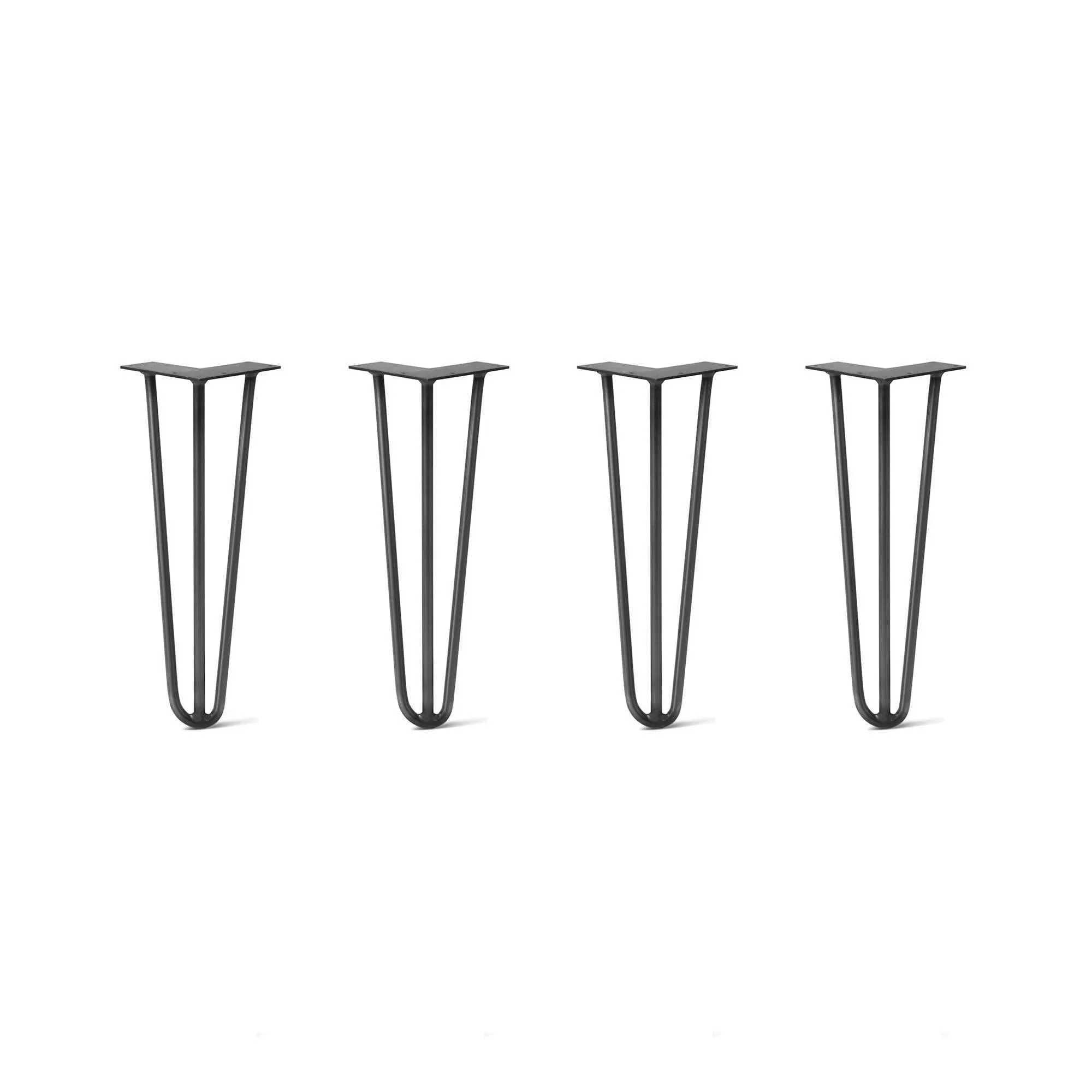 Hairpin Legs Set of 4, 3-Rod Design - Jet Black Satin Powder Coated Finish