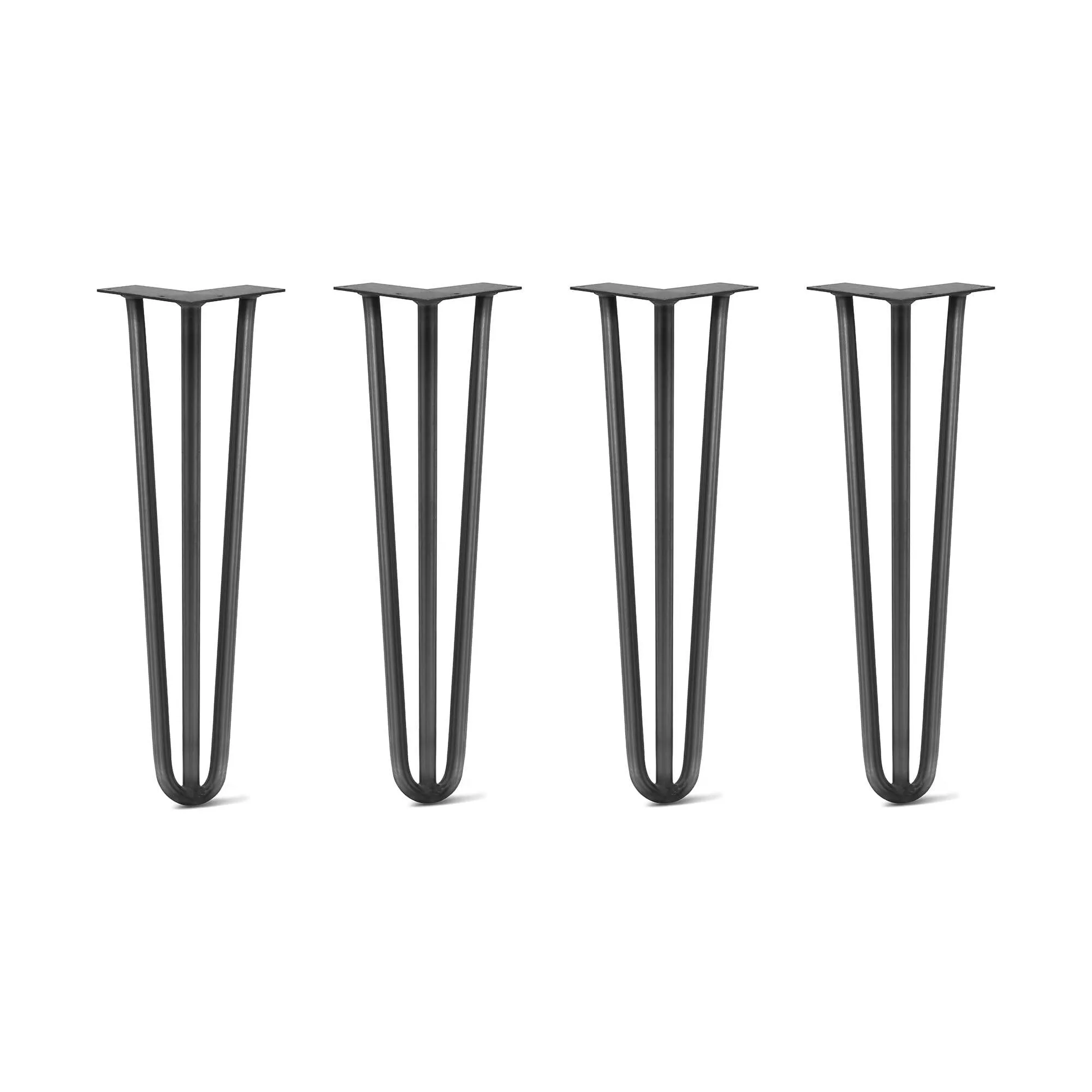 Hairpin Legs Set of 4, 3-Rod Design - Jet Black Satin Powder Coated Finish