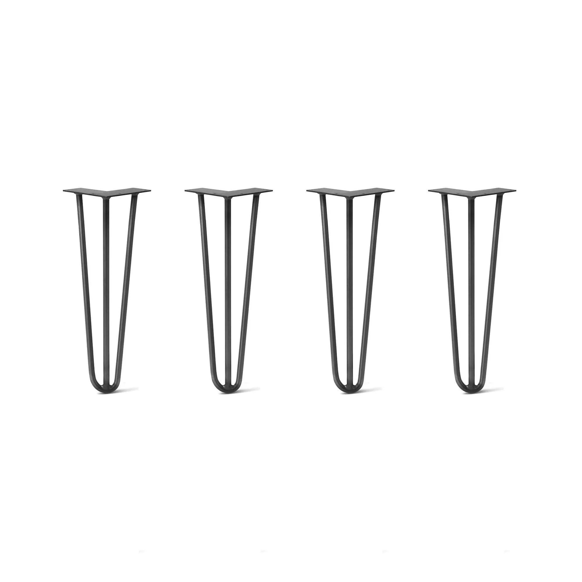 Hairpin Legs Set of 4, 3-Rod Design - Jet Black Satin Powder Coated Finish