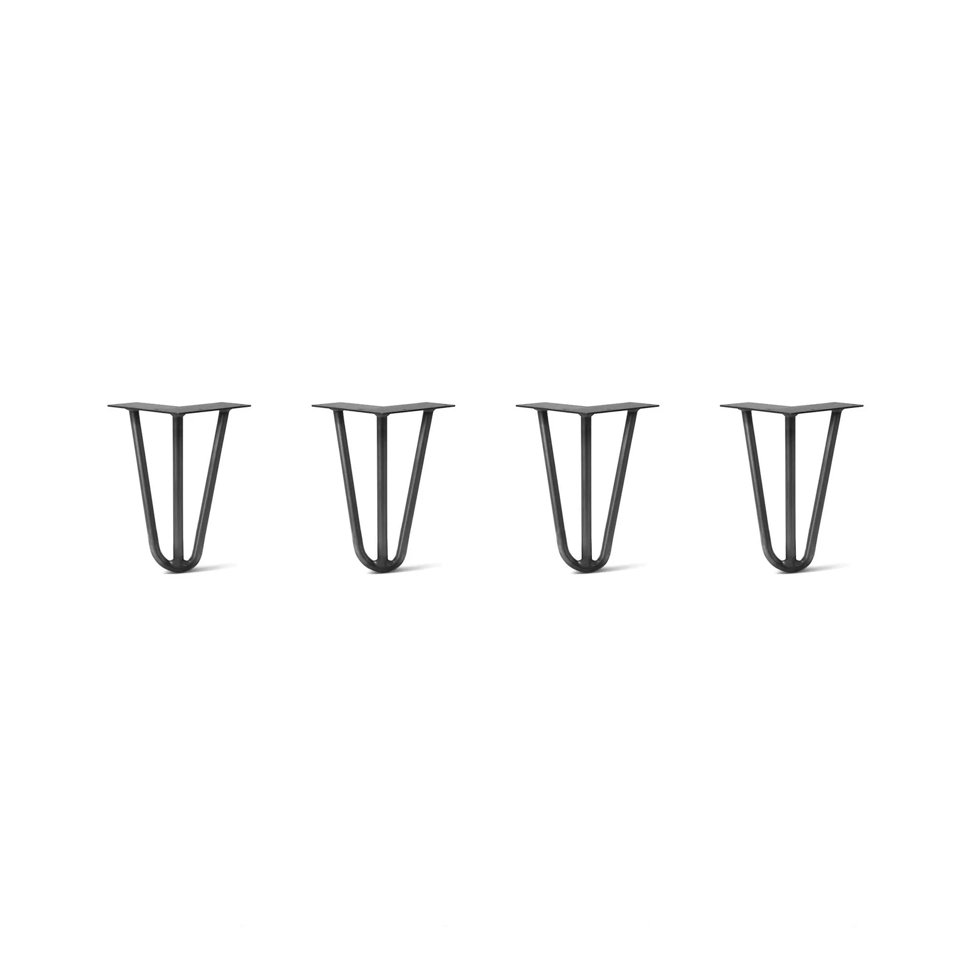Hairpin Legs Set of 4, 3-Rod Design - Jet Black Satin Powder Coated Finish