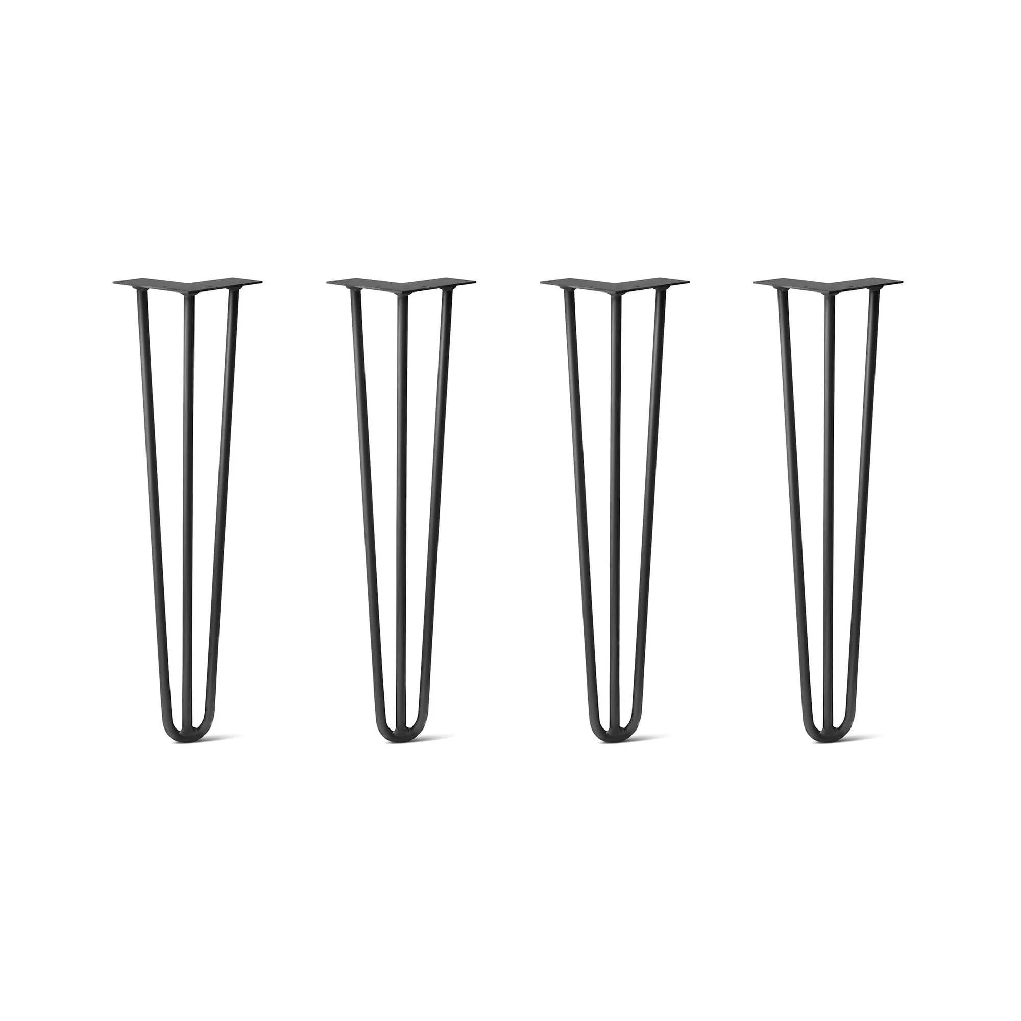 Hairpin Legs Set of 4, 3-Rod Design - Jet Black Satin Powder Coated Finish