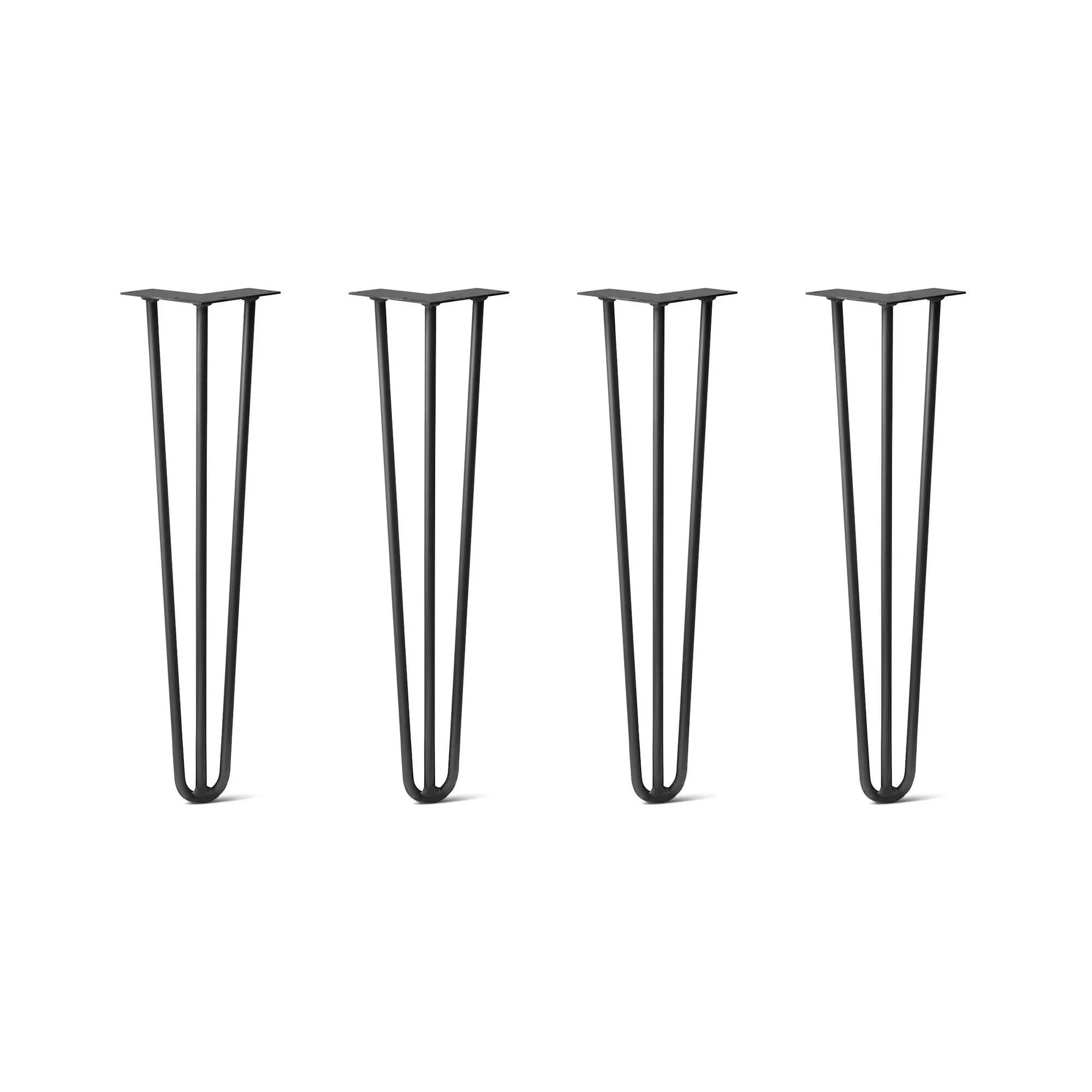 Hairpin Legs Set of 4, 3-Rod Design - Jet Black Satin Powder Coated Finish