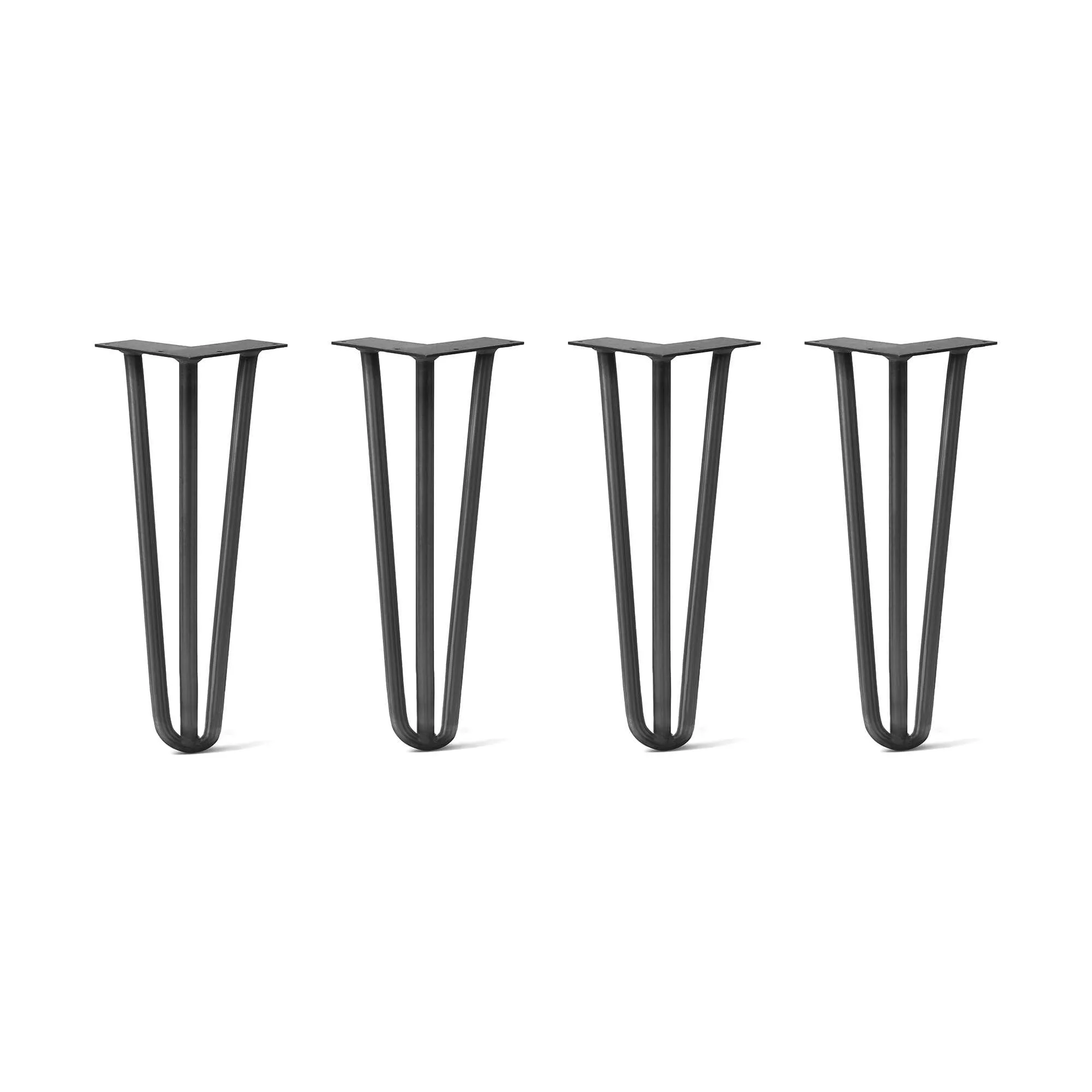Hairpin Legs Set of 4, 3-Rod Design - Jet Black Satin Powder Coated Finish