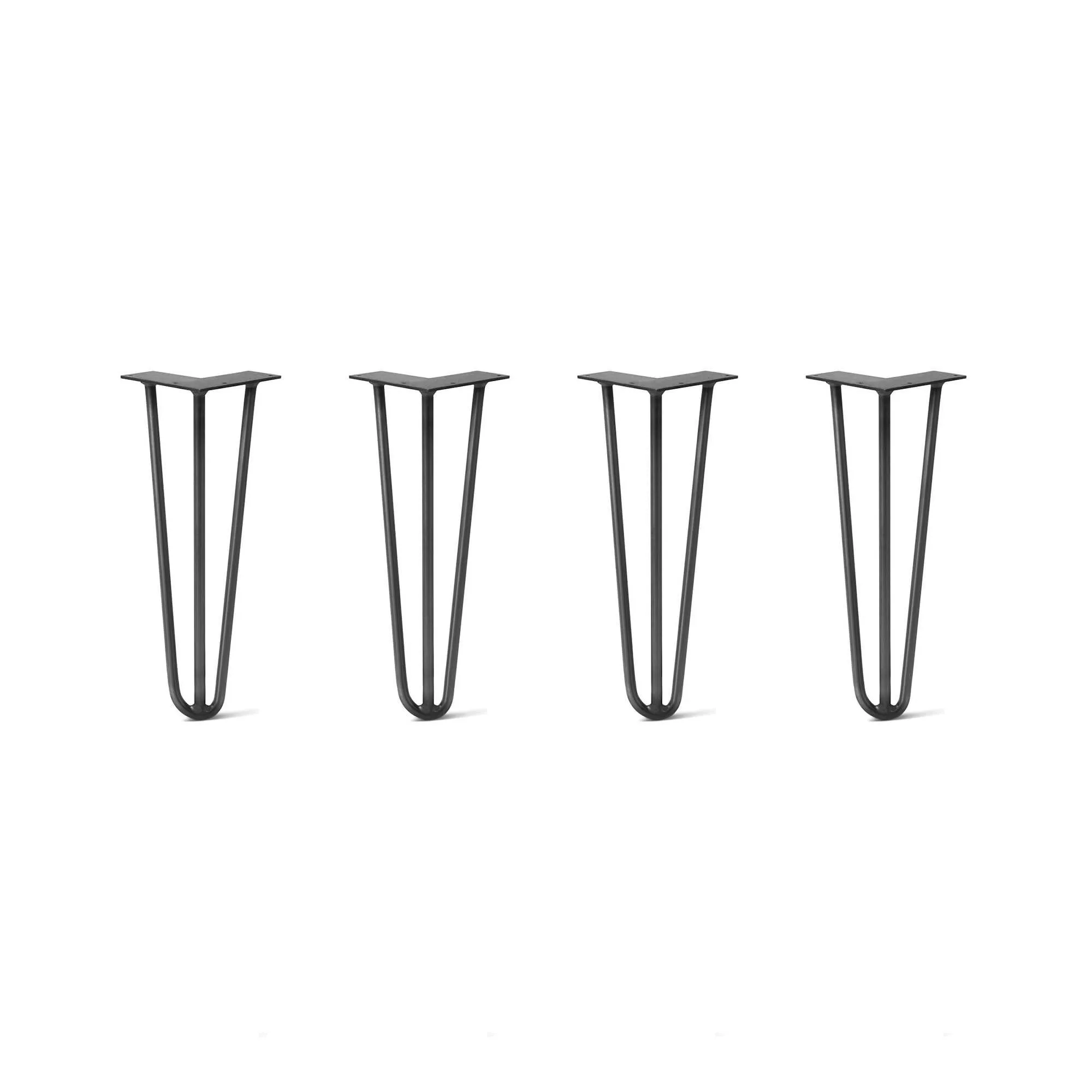 Hairpin Legs Set of 4, 3-Rod Design - Jet Black Satin Powder Coated Finish
