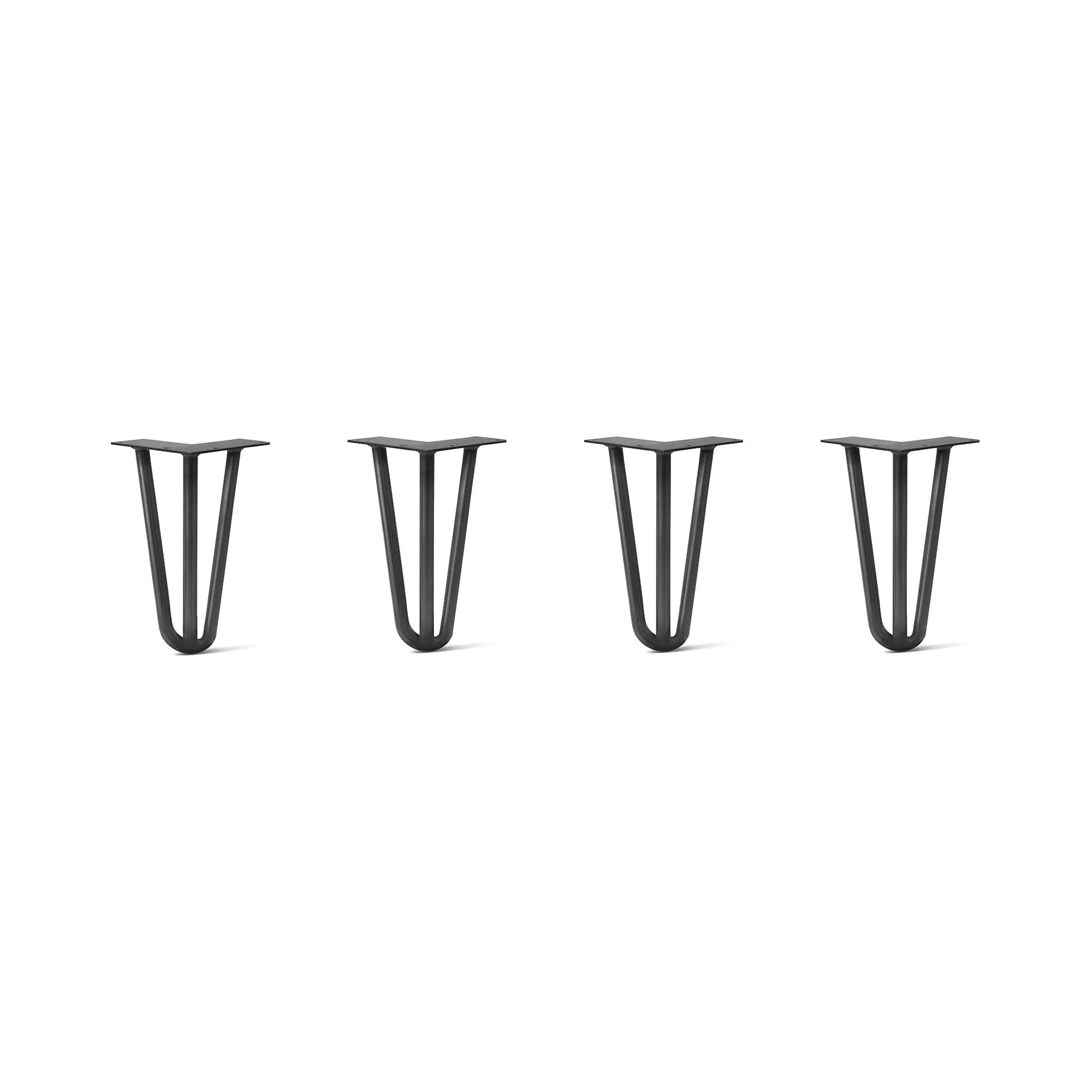 Hairpin Legs Set of 4, 3-Rod Design - Jet Black Satin Powder Coated Finish