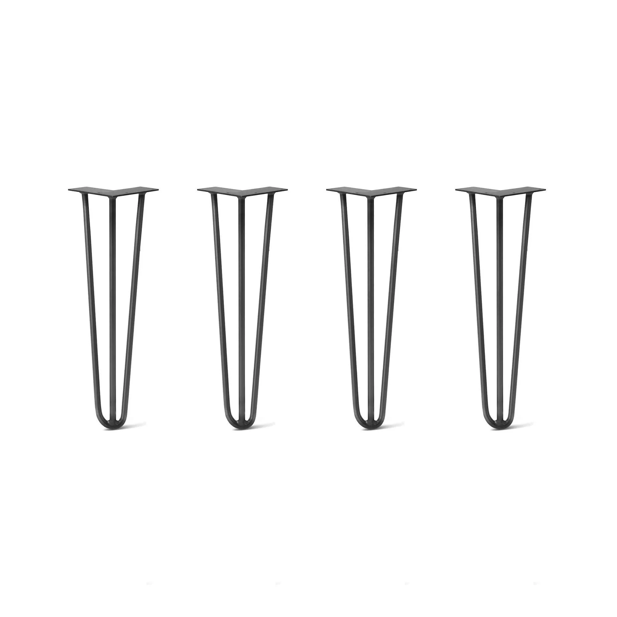 Hairpin Legs Set of 4, 3-Rod Design - Jet Black Satin Powder Coated Finish