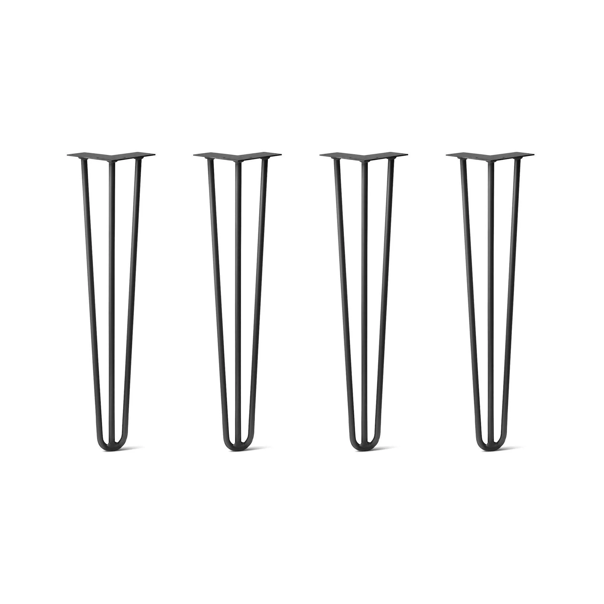 Hairpin Legs Set of 4, 3-Rod Design - Jet Black Satin Powder Coated Finish