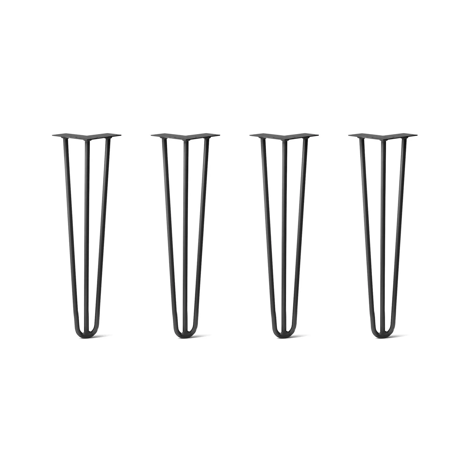 Hairpin Legs Set of 4, 3-Rod Design - Jet Black Satin Powder Coated Finish