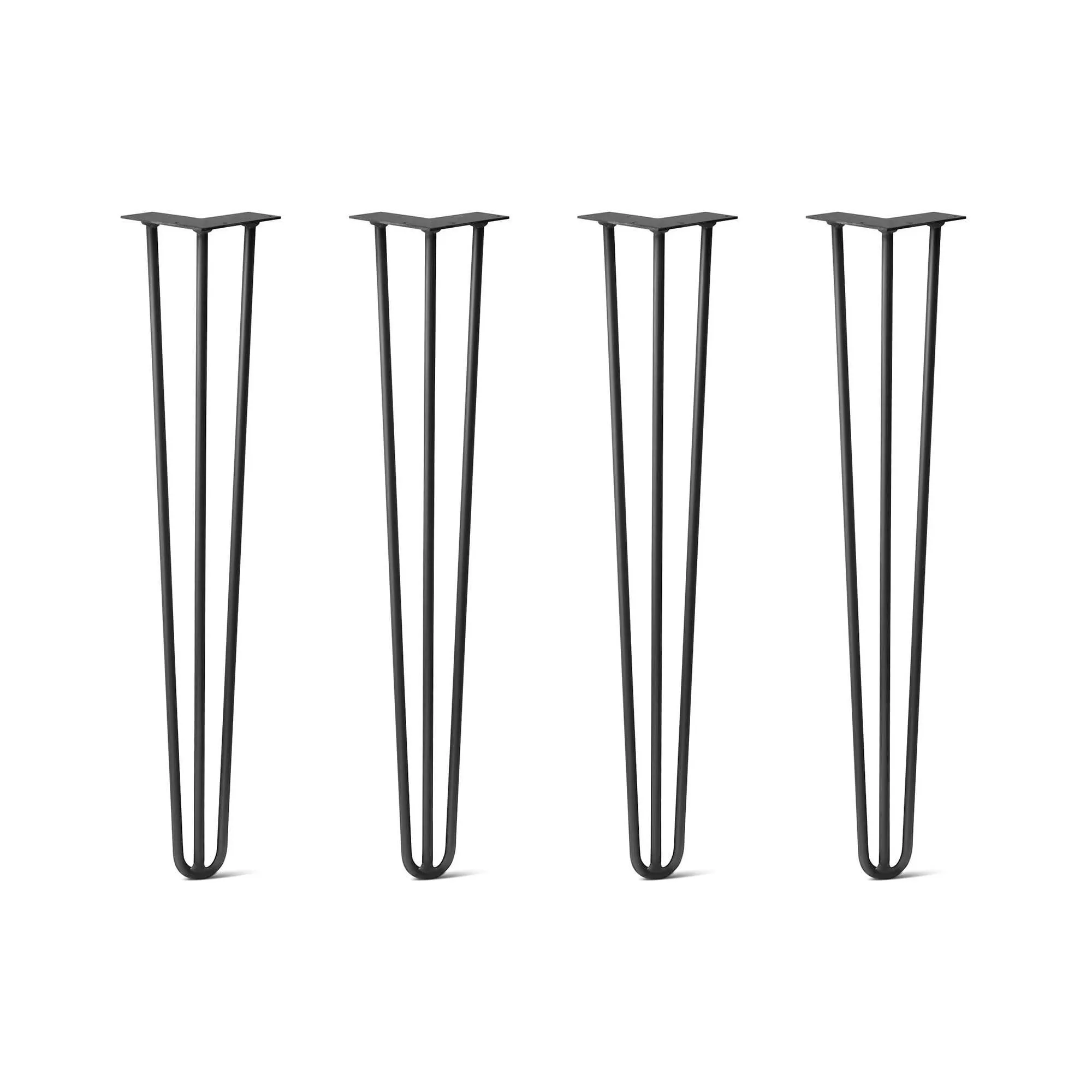 Hairpin Legs Set of 4, 3-Rod Design - Jet Black Satin Powder Coated Finish
