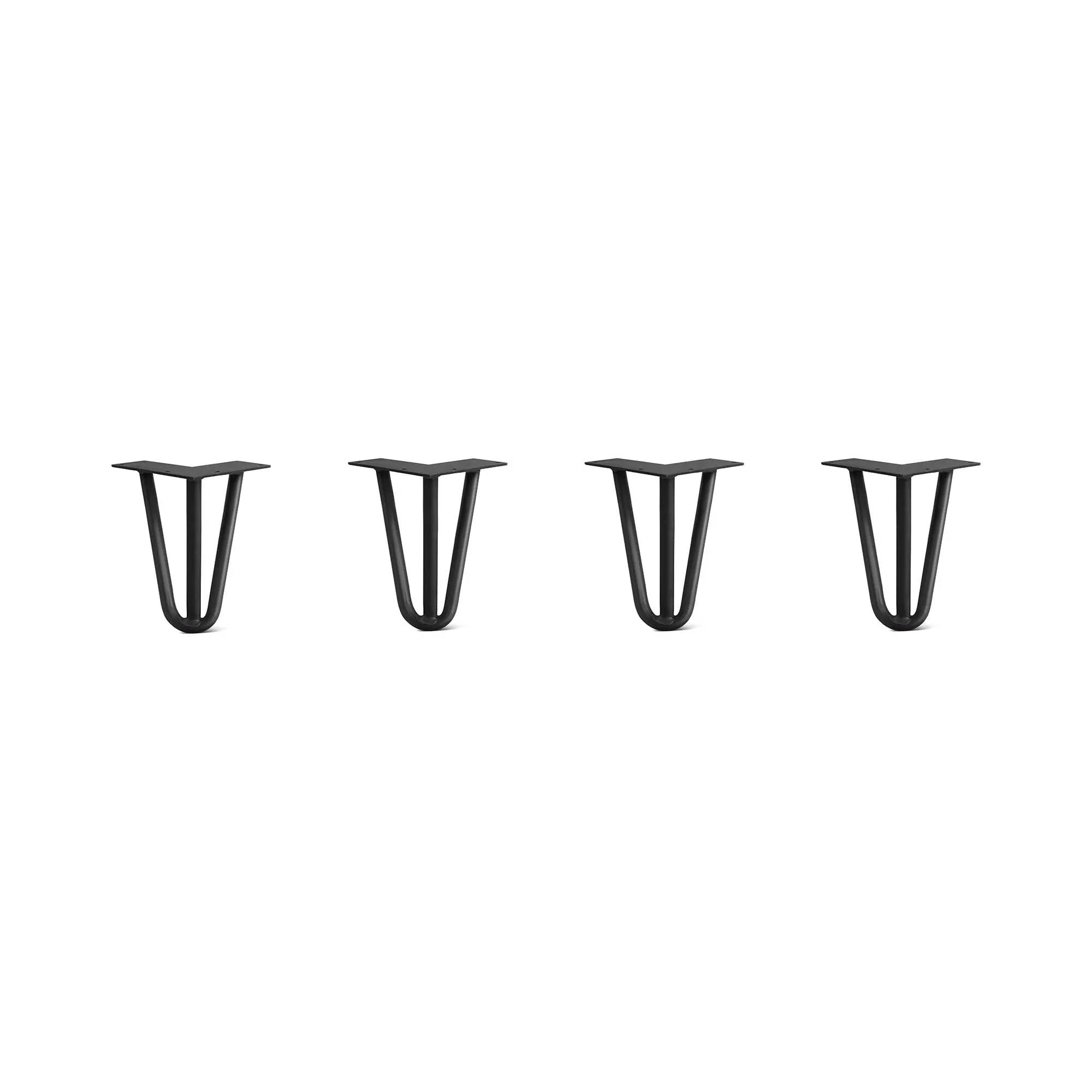 Hairpin Legs Set of 4, 3-Rod Design - Jet Black Satin Powder Coated Finish