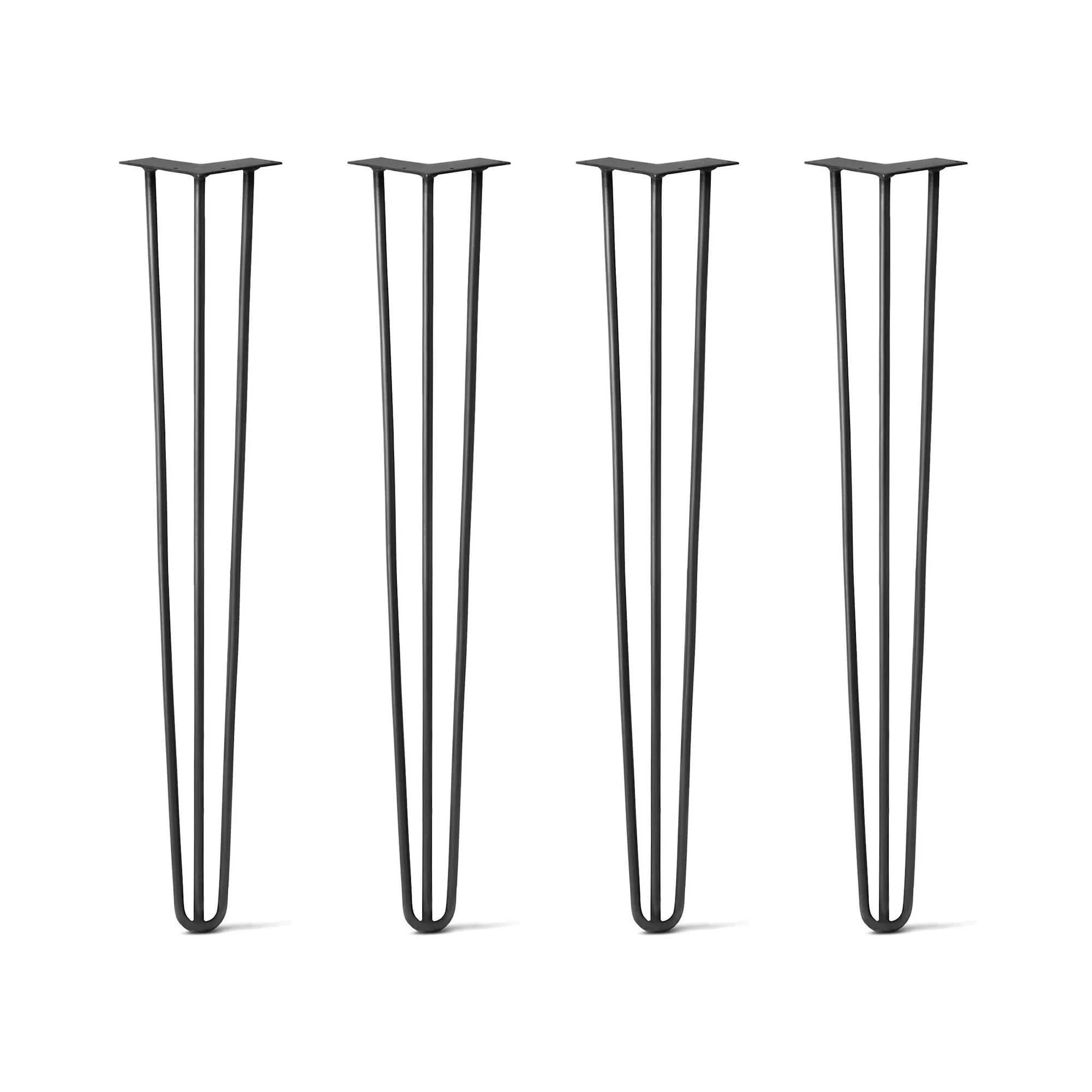 Hairpin Legs Set of 4, 3-Rod Design - Jet Black Satin Powder Coated Finish
