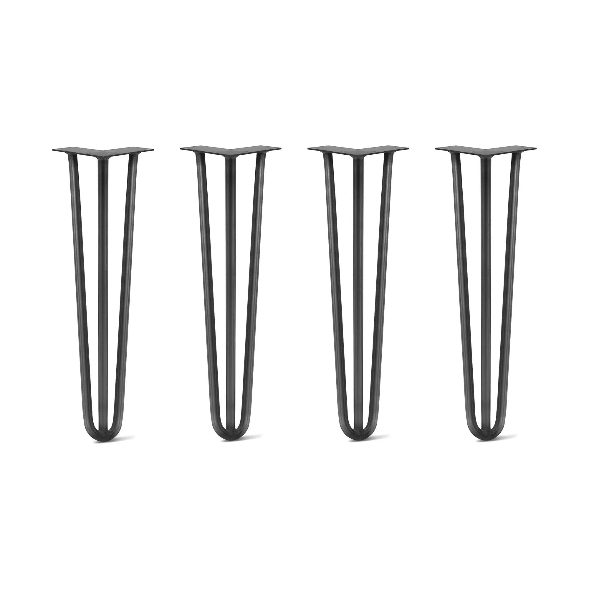 Hairpin Legs Set of 4, 3-Rod Design - Jet Black Satin Powder Coated Finish