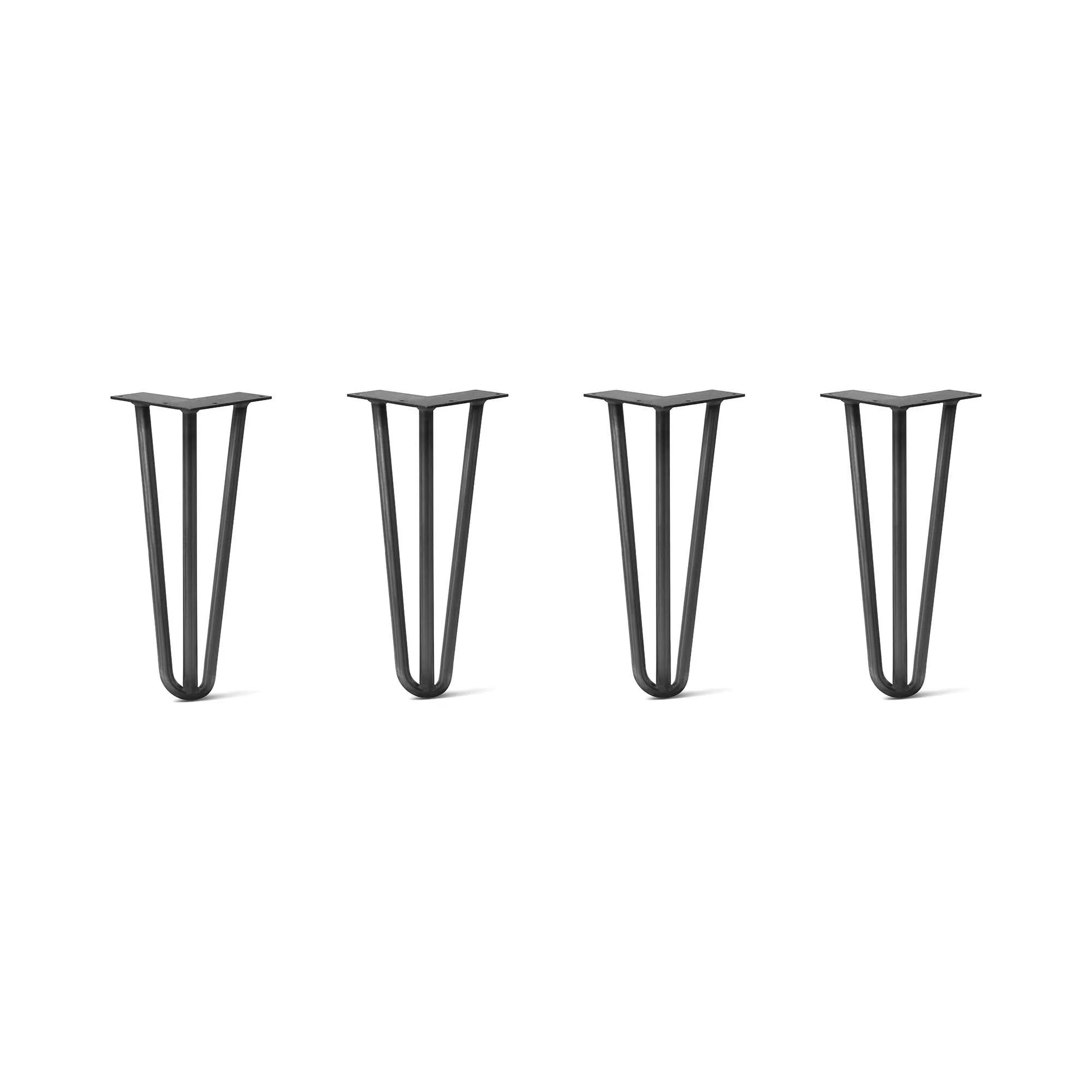 Hairpin Legs Set of 4, 3-Rod Design - Jet Black Satin Powder Coated Finish