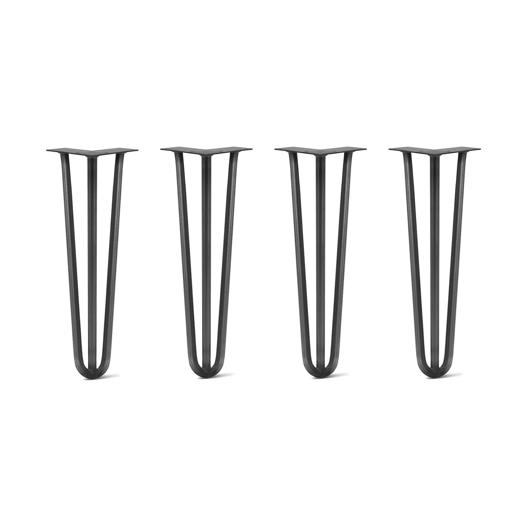 Hairpin Legs Set of 4, 3-Rod Design - Jet Black Satin Powder Coated Finish