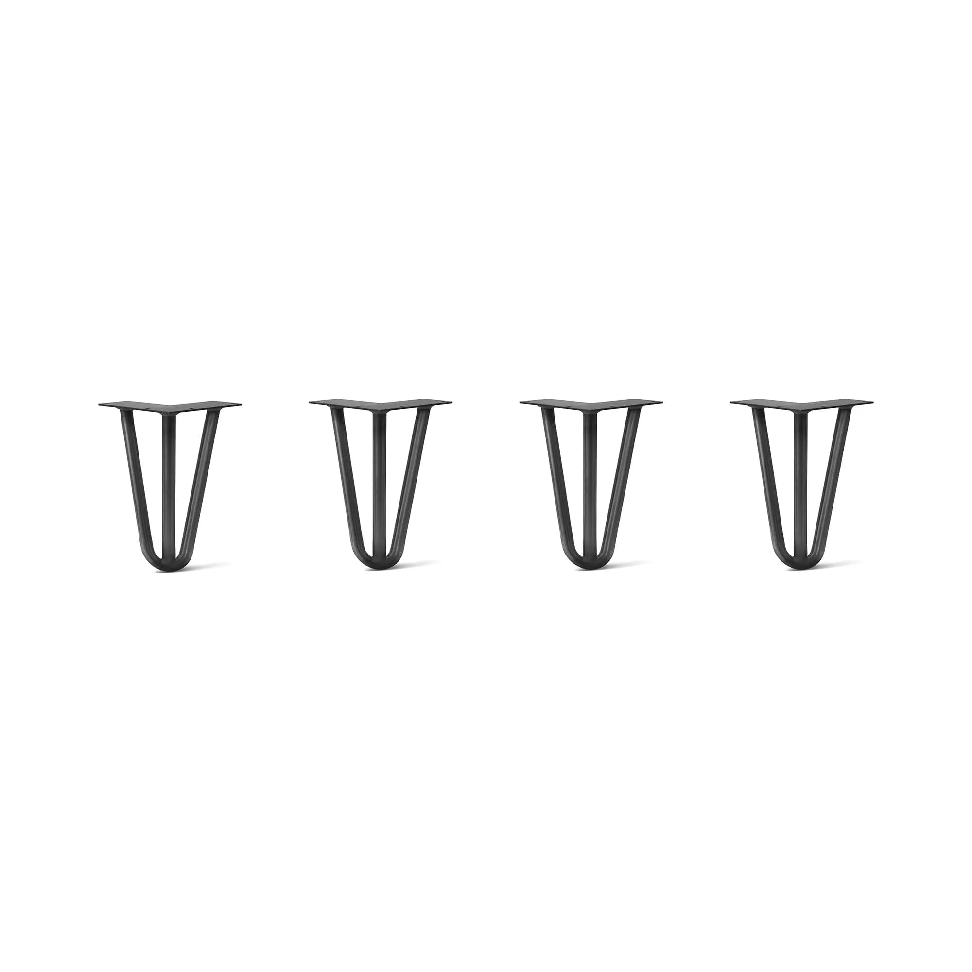 Hairpin Legs Set of 4, 3-Rod Design - Jet Black Satin Powder Coated Finish