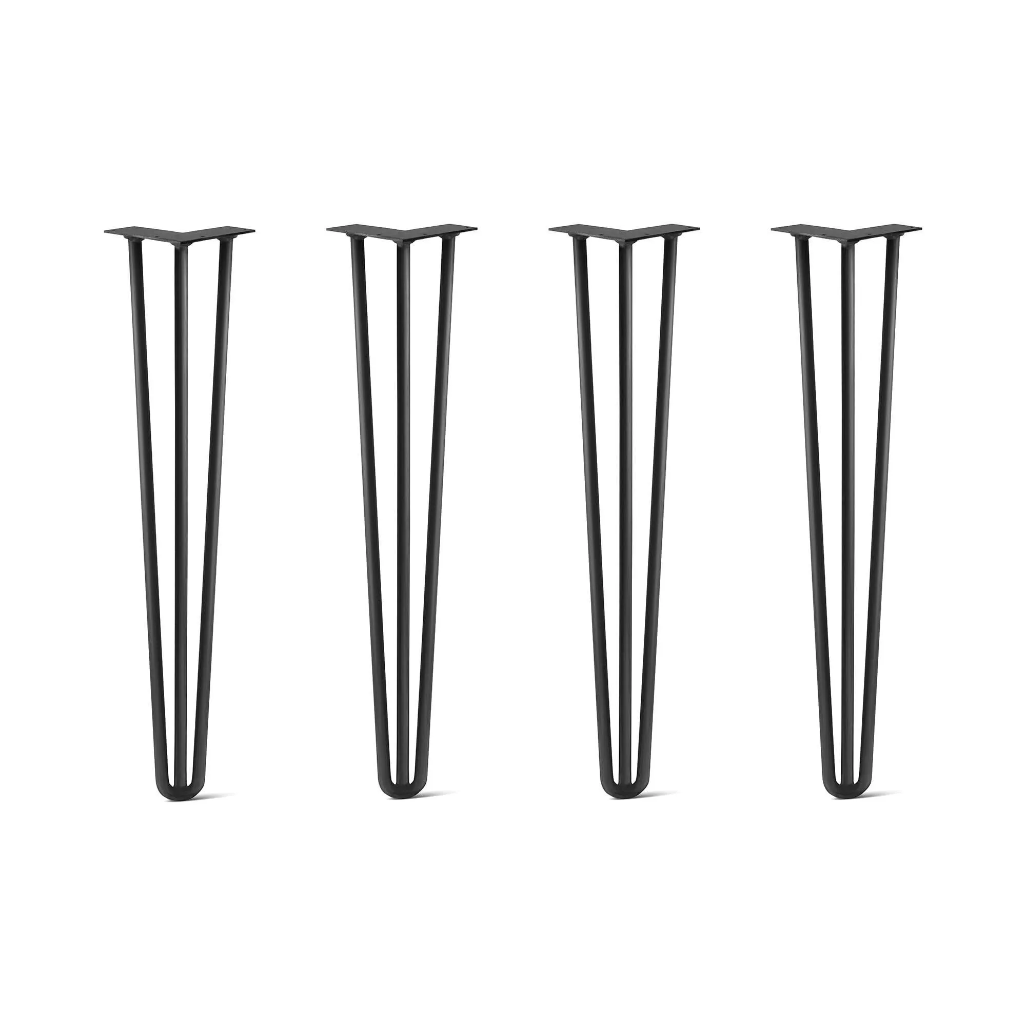 Hairpin Legs Set of 4, 3-Rod Design - Jet Black Satin Powder Coated Finish