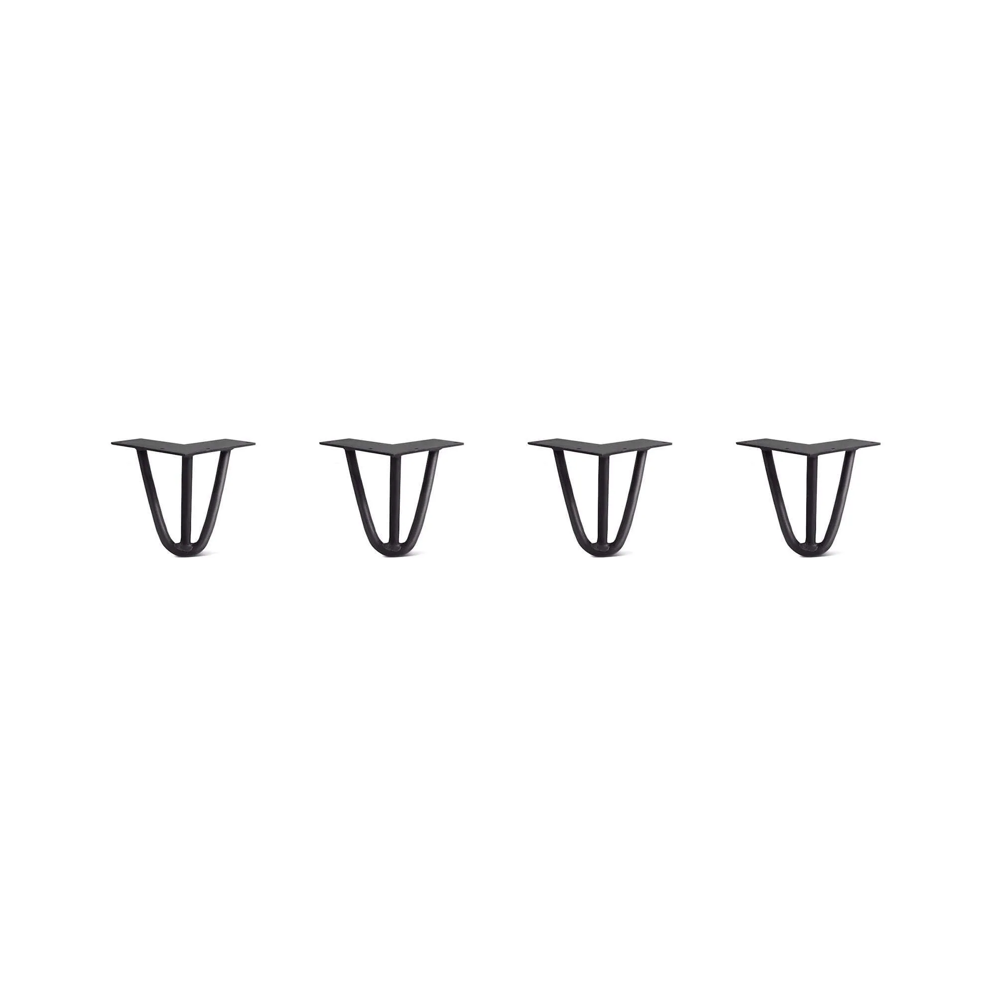 Hairpin Legs Set of 4, 3-Rod Design - Jet Black Satin Powder Coated Finish