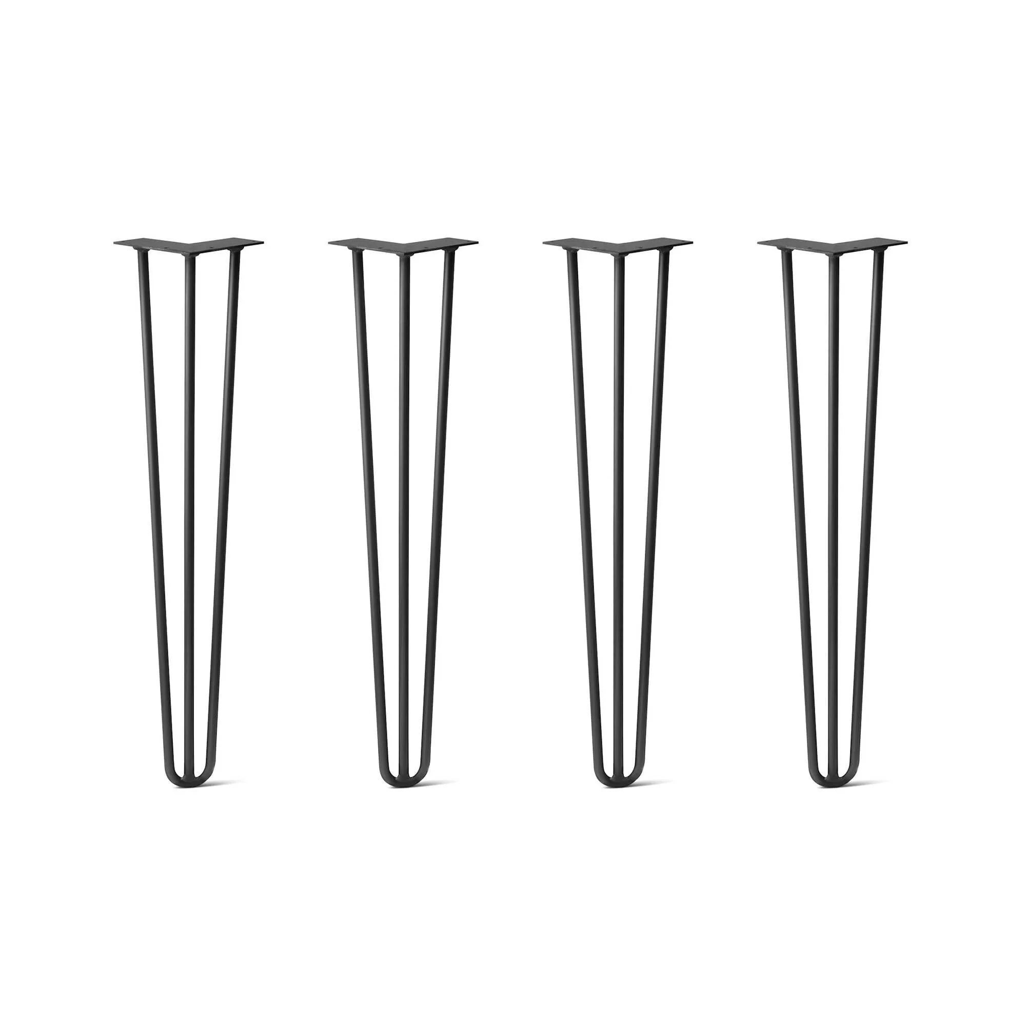 Hairpin Legs Set of 4, 3-Rod Design - Jet Black Satin Powder Coated Finish