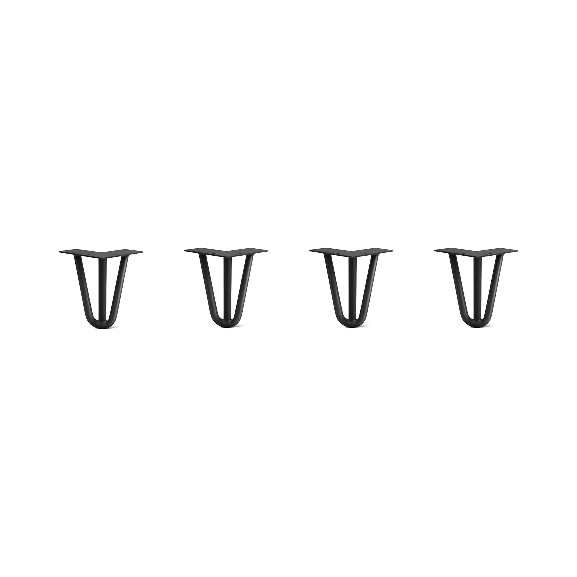 Hairpin Legs Set of 4, 3-Rod Design - Jet Black Satin Powder Coated Finish