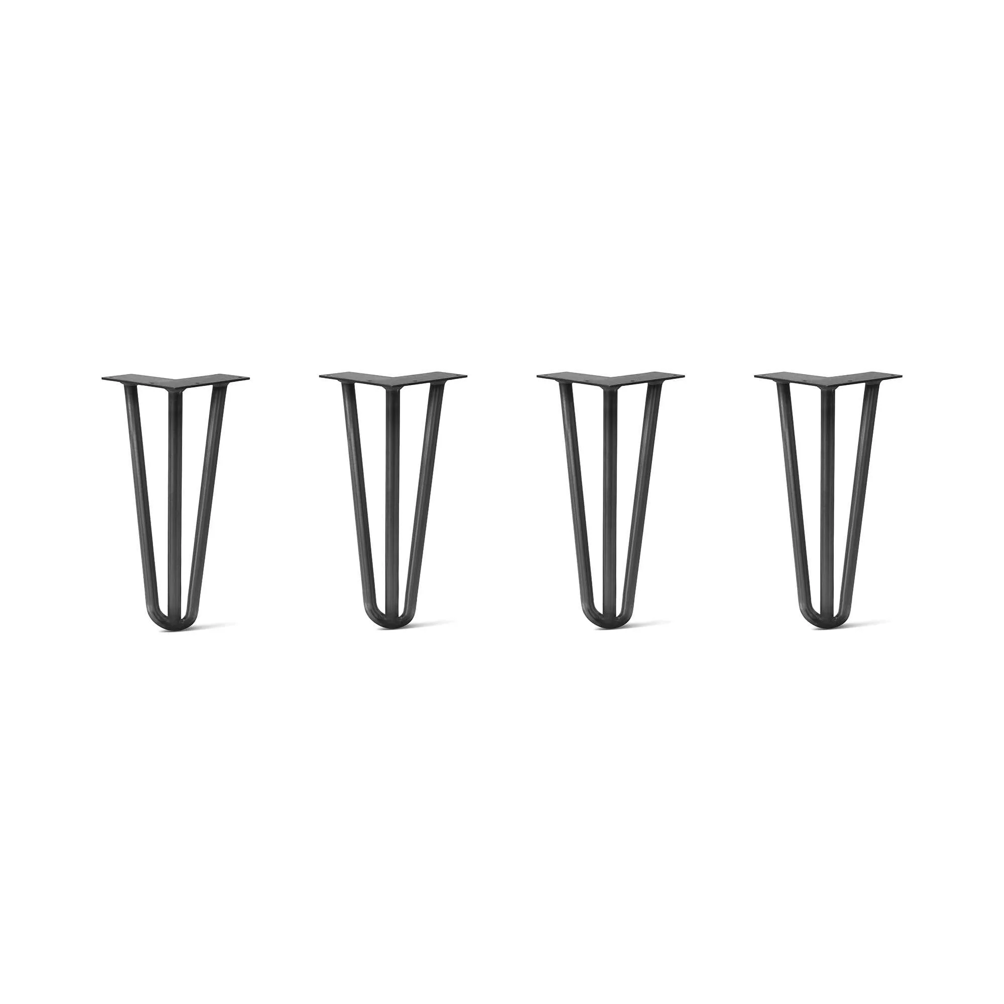 Hairpin Legs Set of 4, 3-Rod Design - Jet Black Satin Powder Coated Finish
