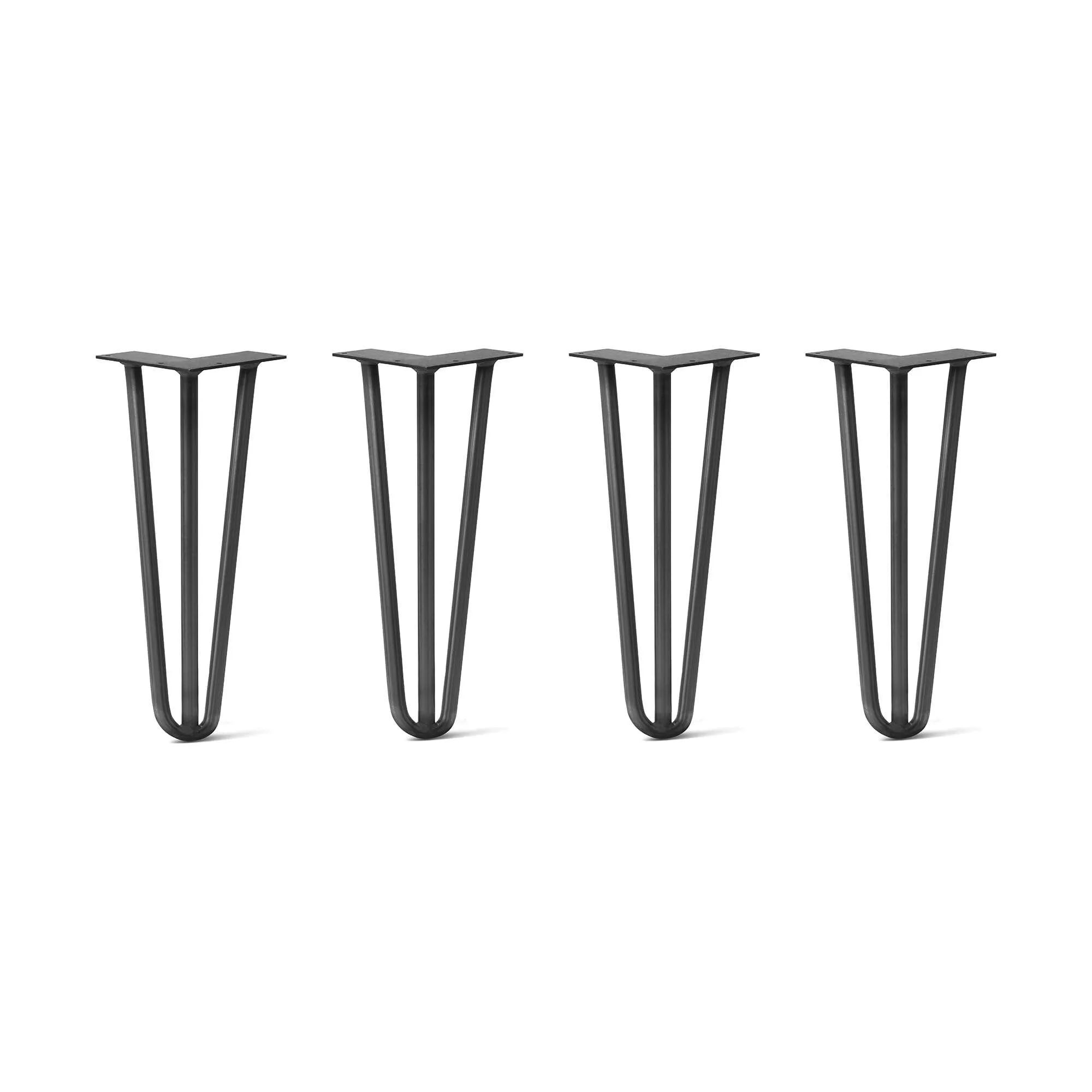 Hairpin Legs Set of 4, 3-Rod Design - Jet Black Satin Powder Coated Finish