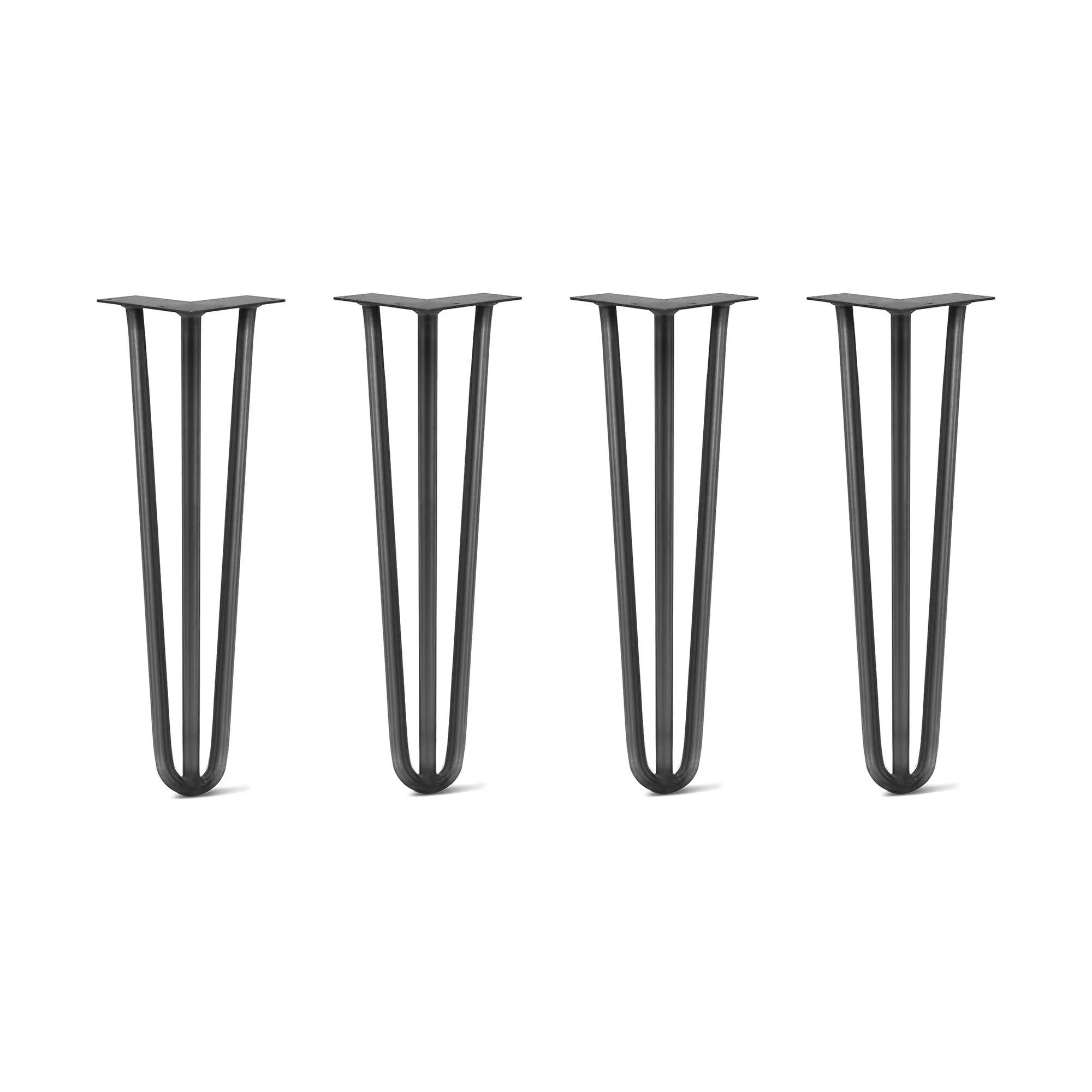 Hairpin Legs Set of 4, 3-Rod Design - Jet Black Satin Powder Coated Finish