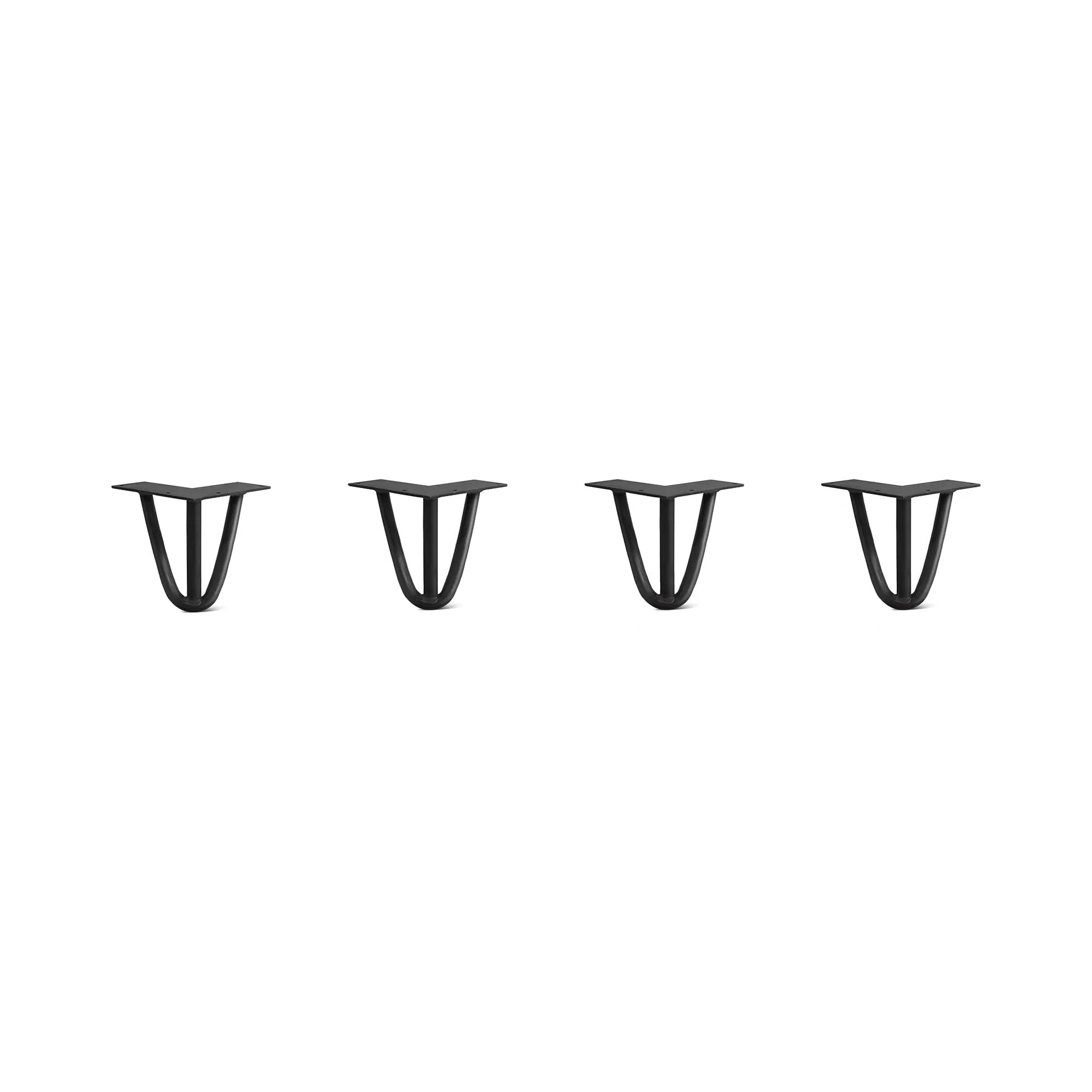 Hairpin Legs Set of 4, 3-Rod Design - Jet Black Satin Powder Coated Finish