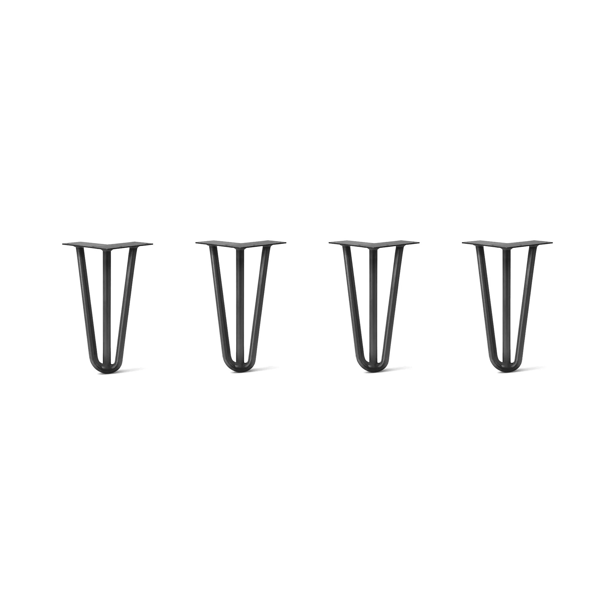 Hairpin Legs Set of 4, 3-Rod Design - Jet Black Satin Powder Coated Finish