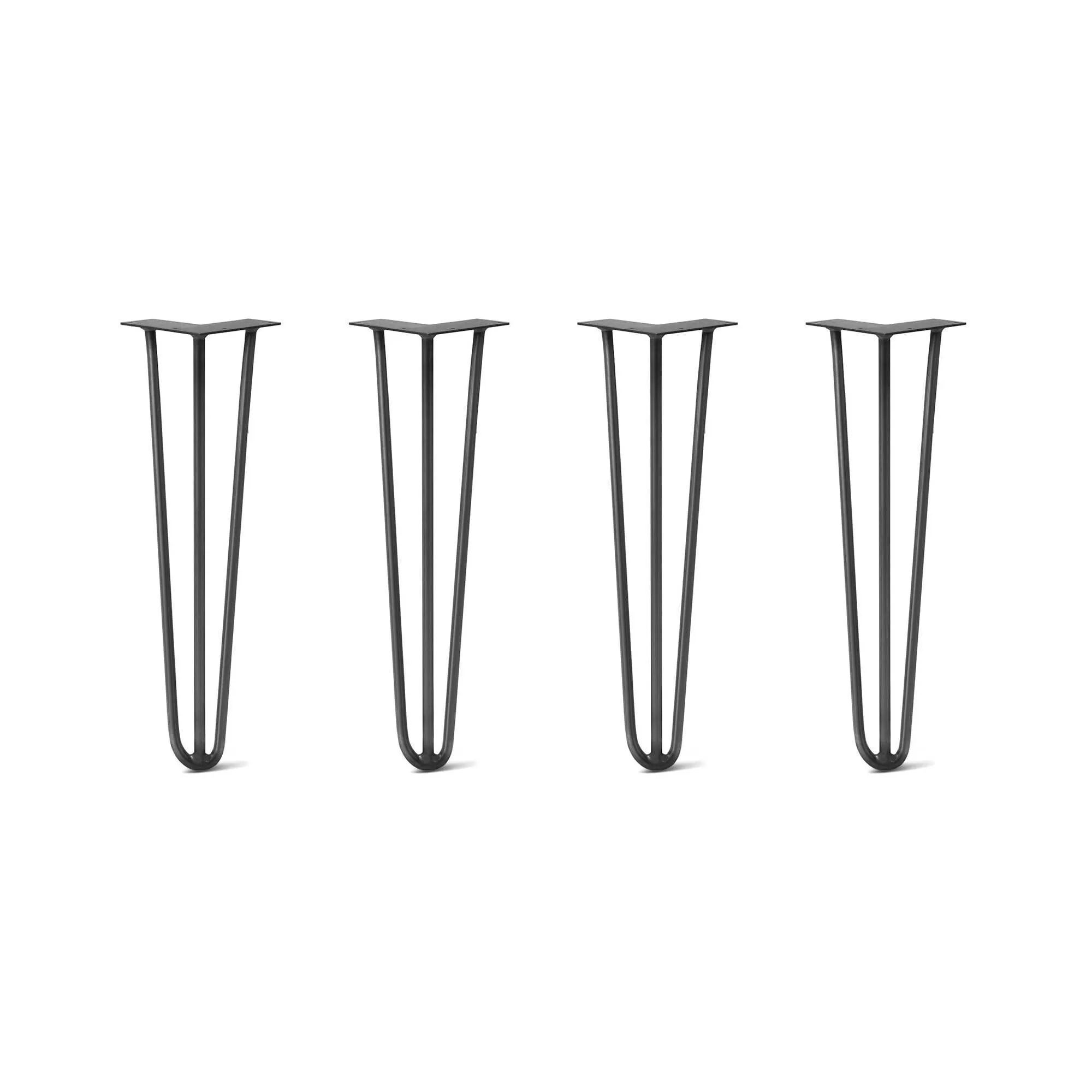 Hairpin Legs Set of 4, 3-Rod Design - Jet Black Satin Powder Coated Finish