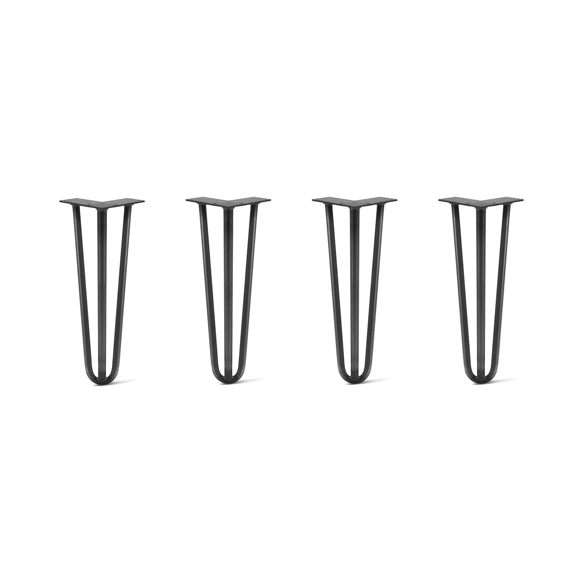 Hairpin Legs Set of 4, 3-Rod Design - Jet Black Satin Powder Coated Finish