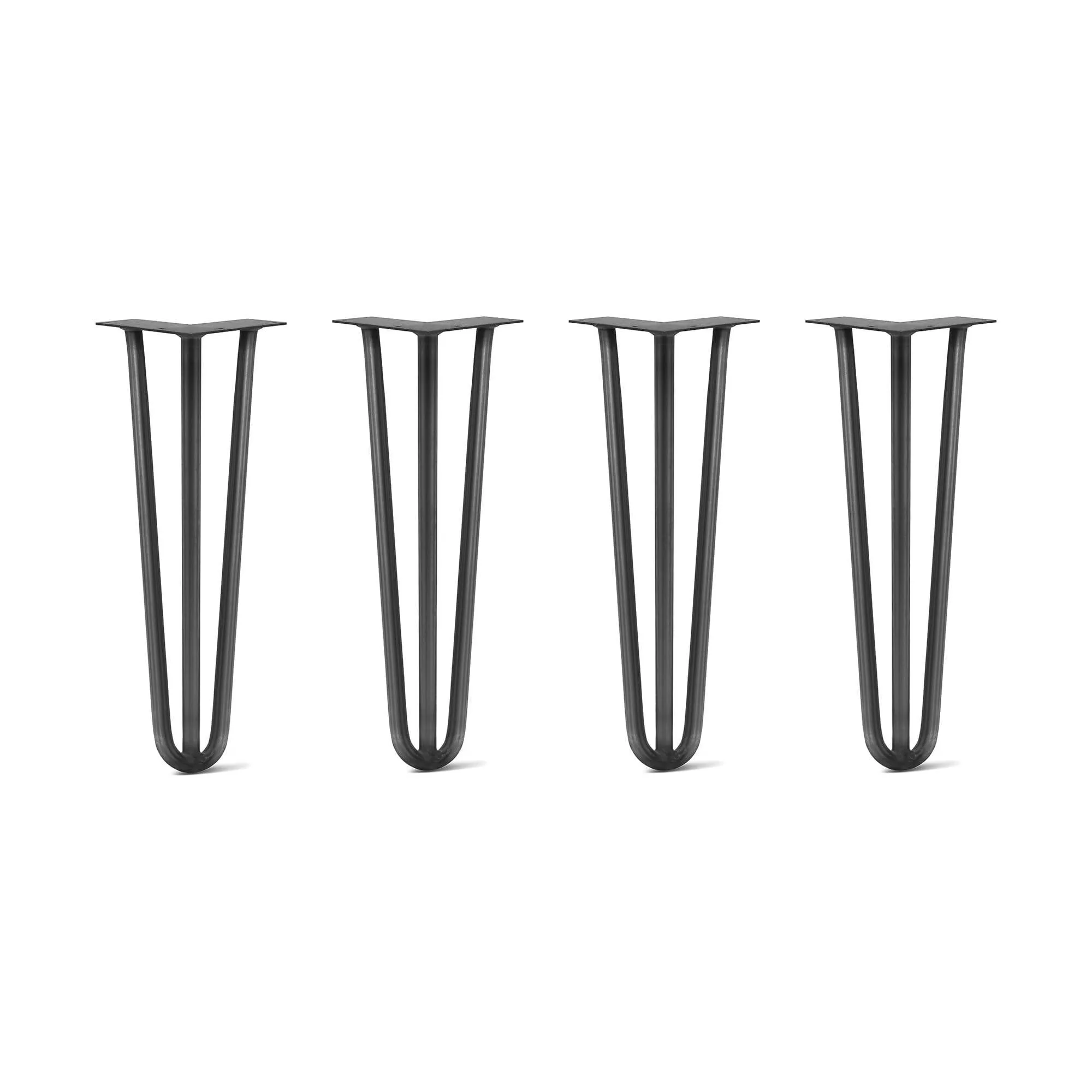 Hairpin Legs Set of 4, 3-Rod Design - Jet Black Satin Powder Coated Finish