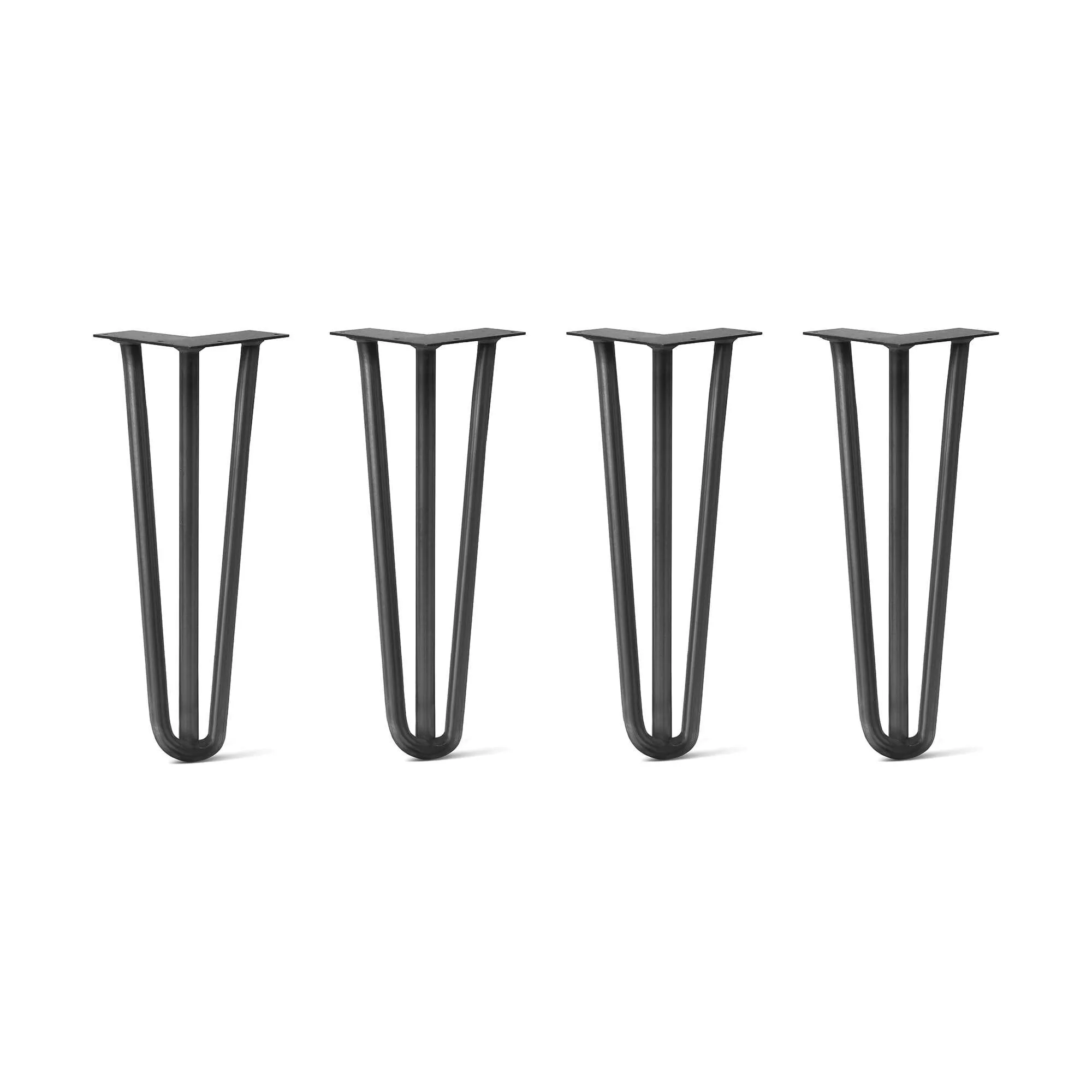Hairpin Legs Set of 4, 3-Rod Design - Jet Black Satin Powder Coated Finish