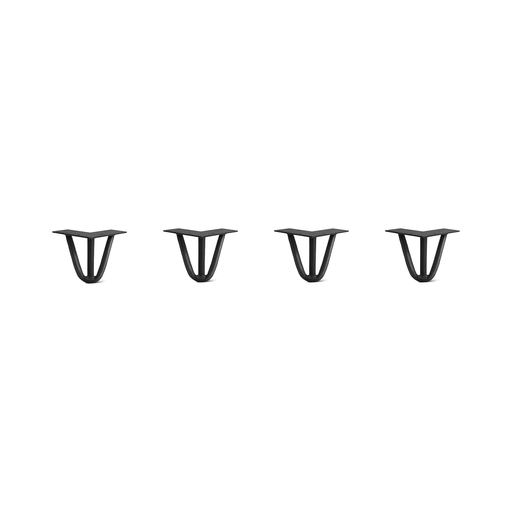Hairpin Legs Set of 4, 3-Rod Design - Jet Black Satin Powder Coated Finish