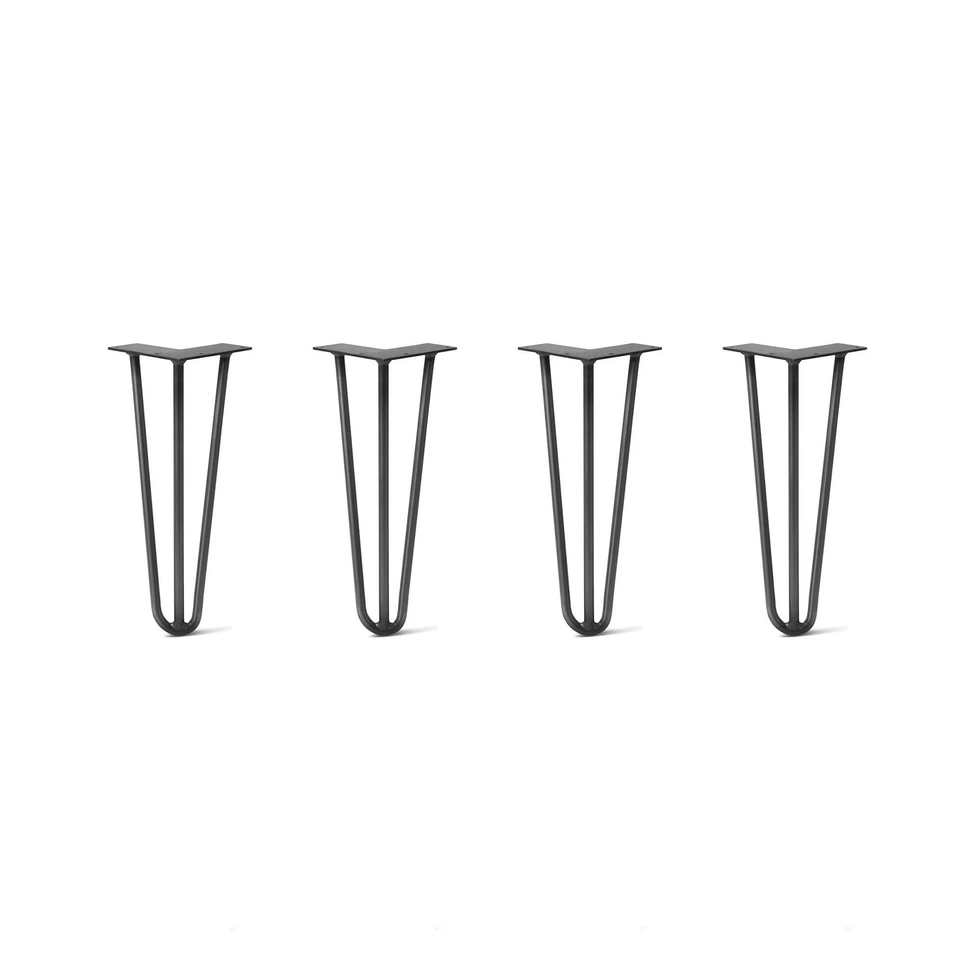 Hairpin Legs Set of 4, 3-Rod Design - Jet Black Satin Powder Coated Finish