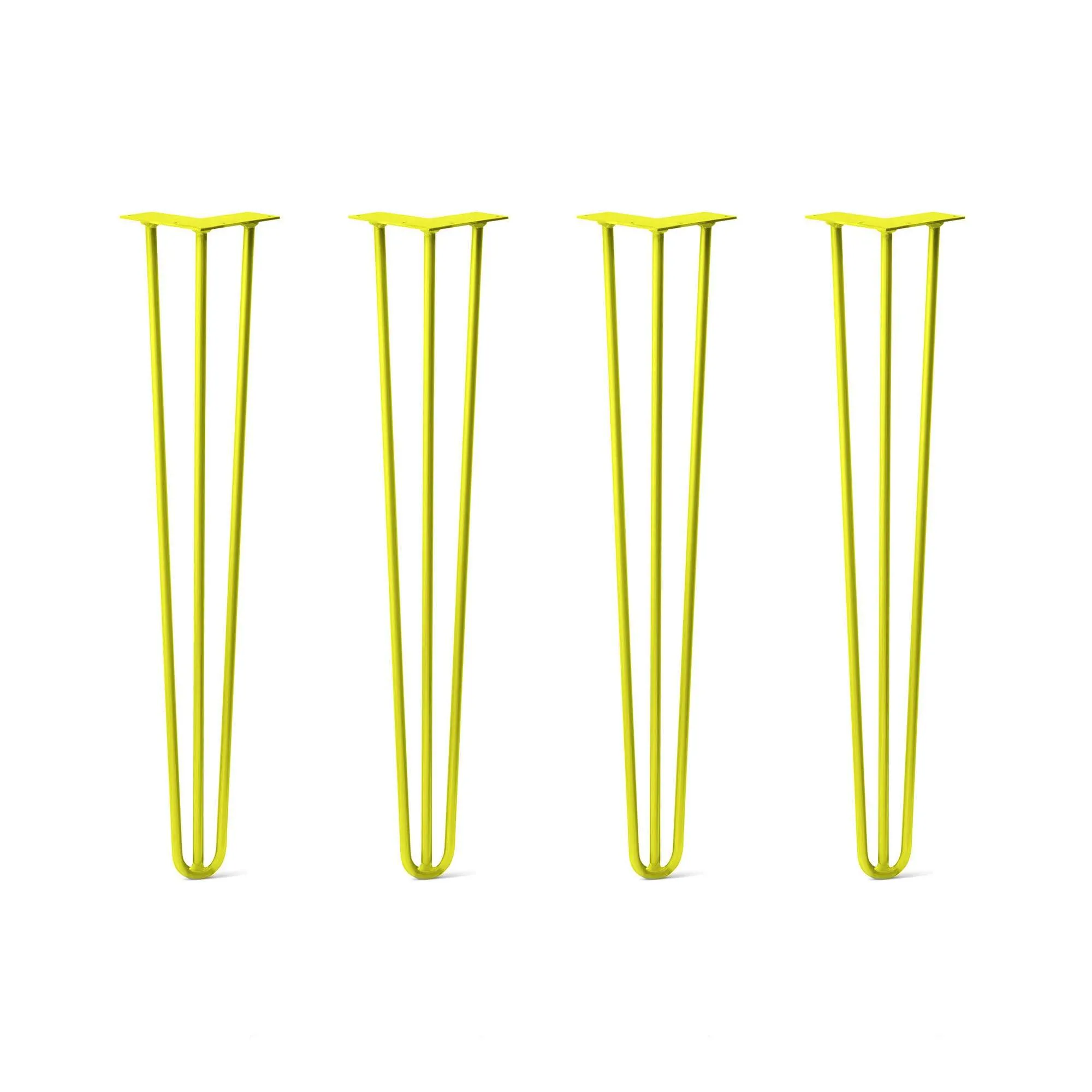Hairpin Legs Set of 4, 3-Rod Design - Yellow Powder Coated Finish