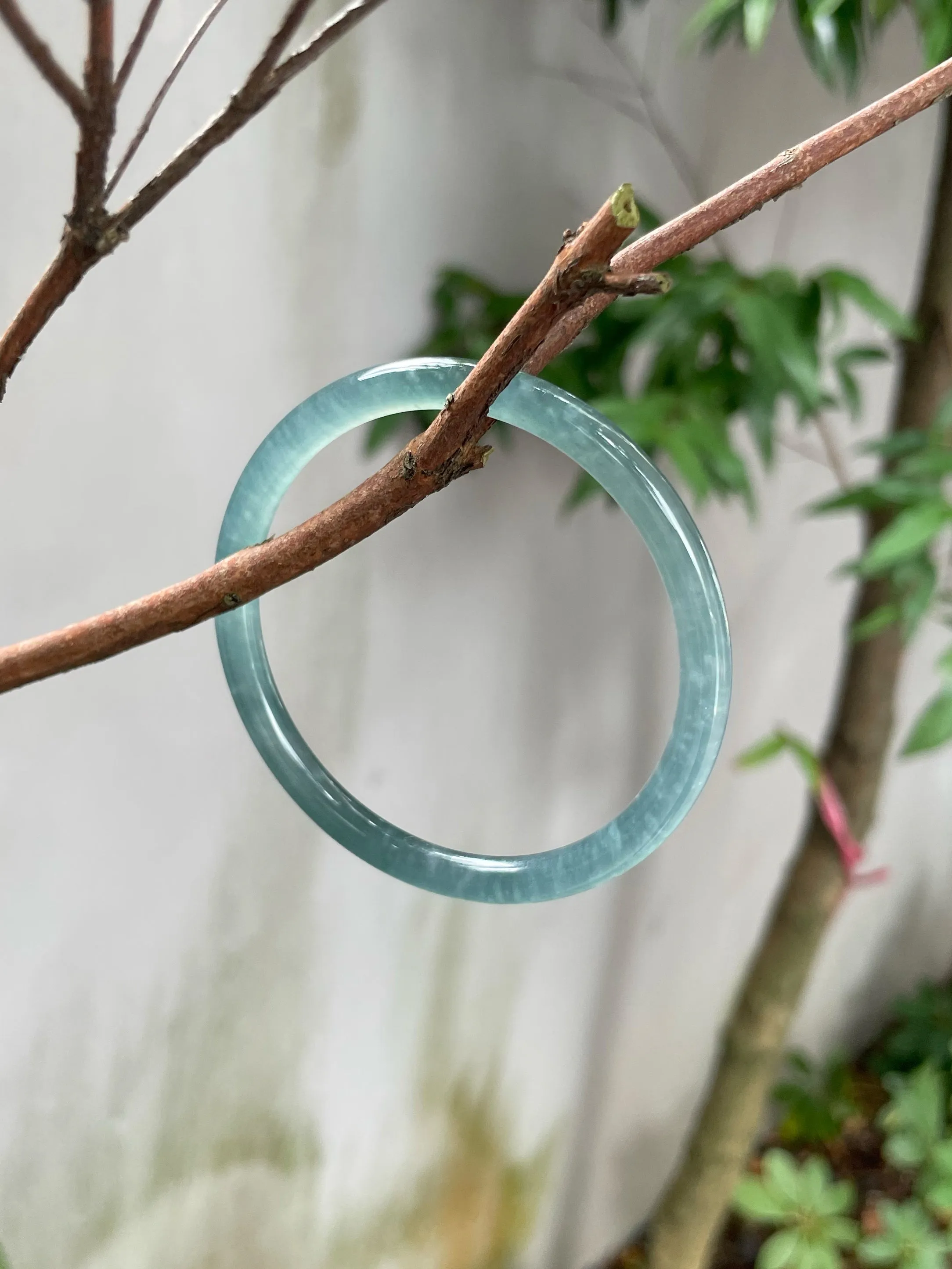 Icy Blue Jade Bangle | 57.5mm (NJBA098)