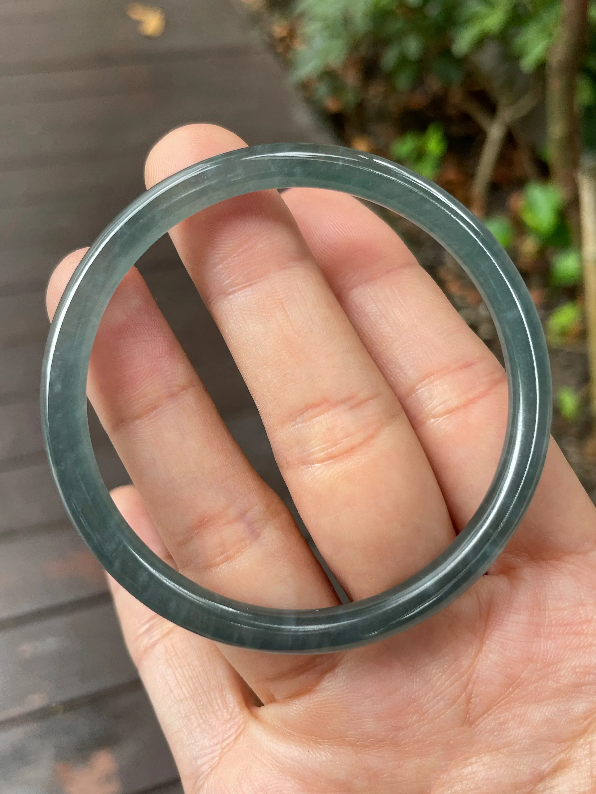 Icy Blue Jade Bangle | 57.5mm (NJBA098)