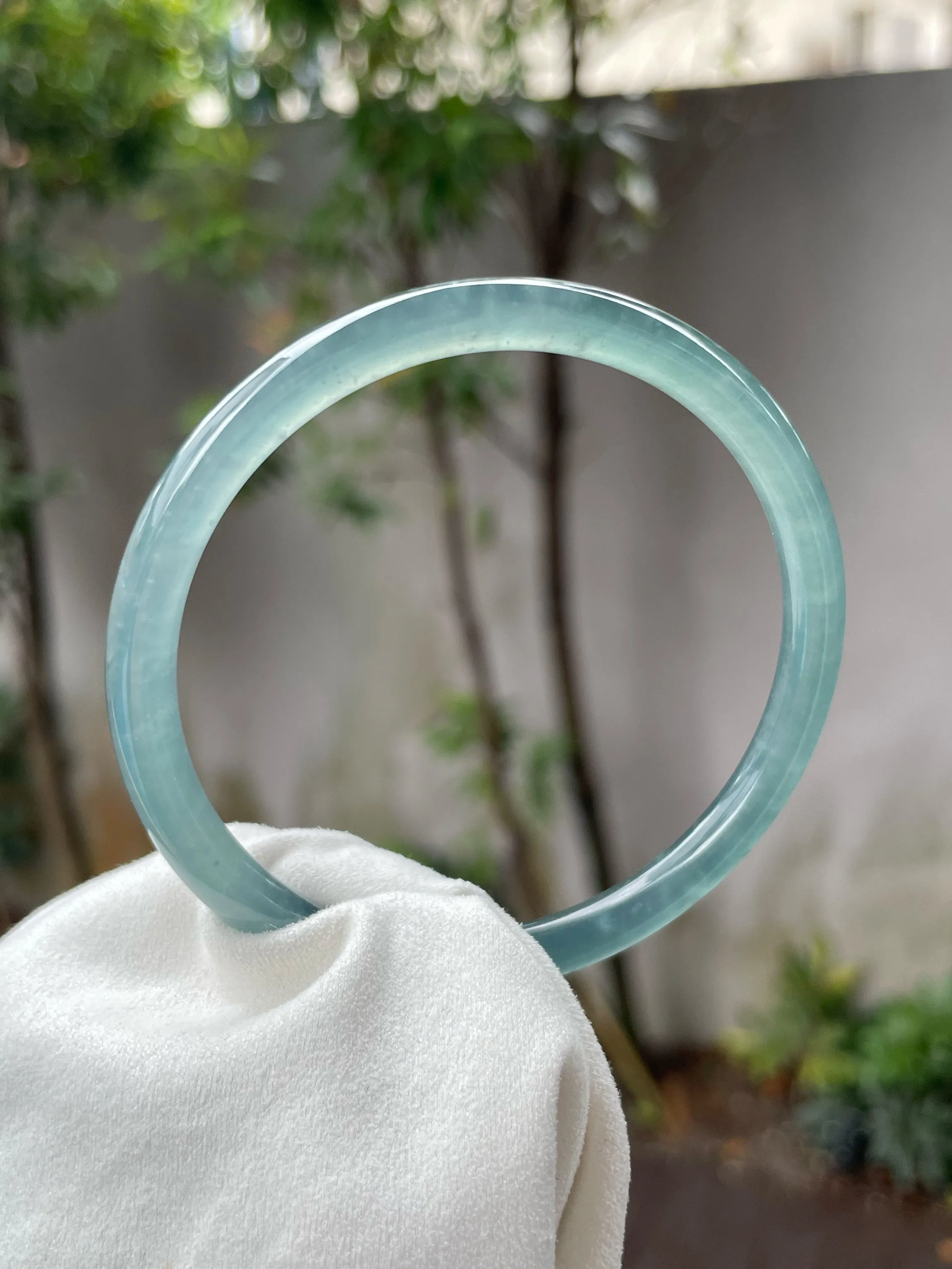 Icy Blue Jade Bangle | 57.5mm (NJBA098)
