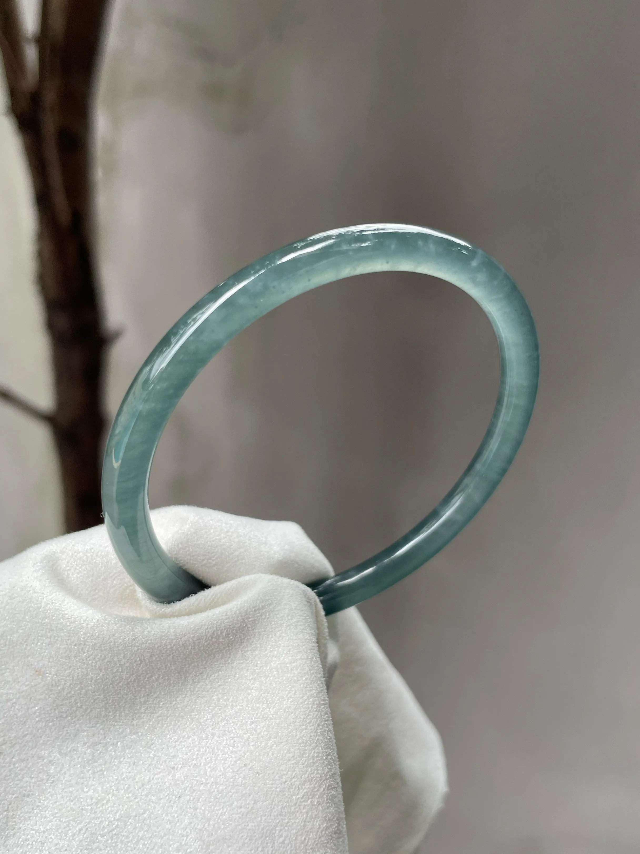 Icy Blue Jade Bangle | 57.5mm (NJBA098)