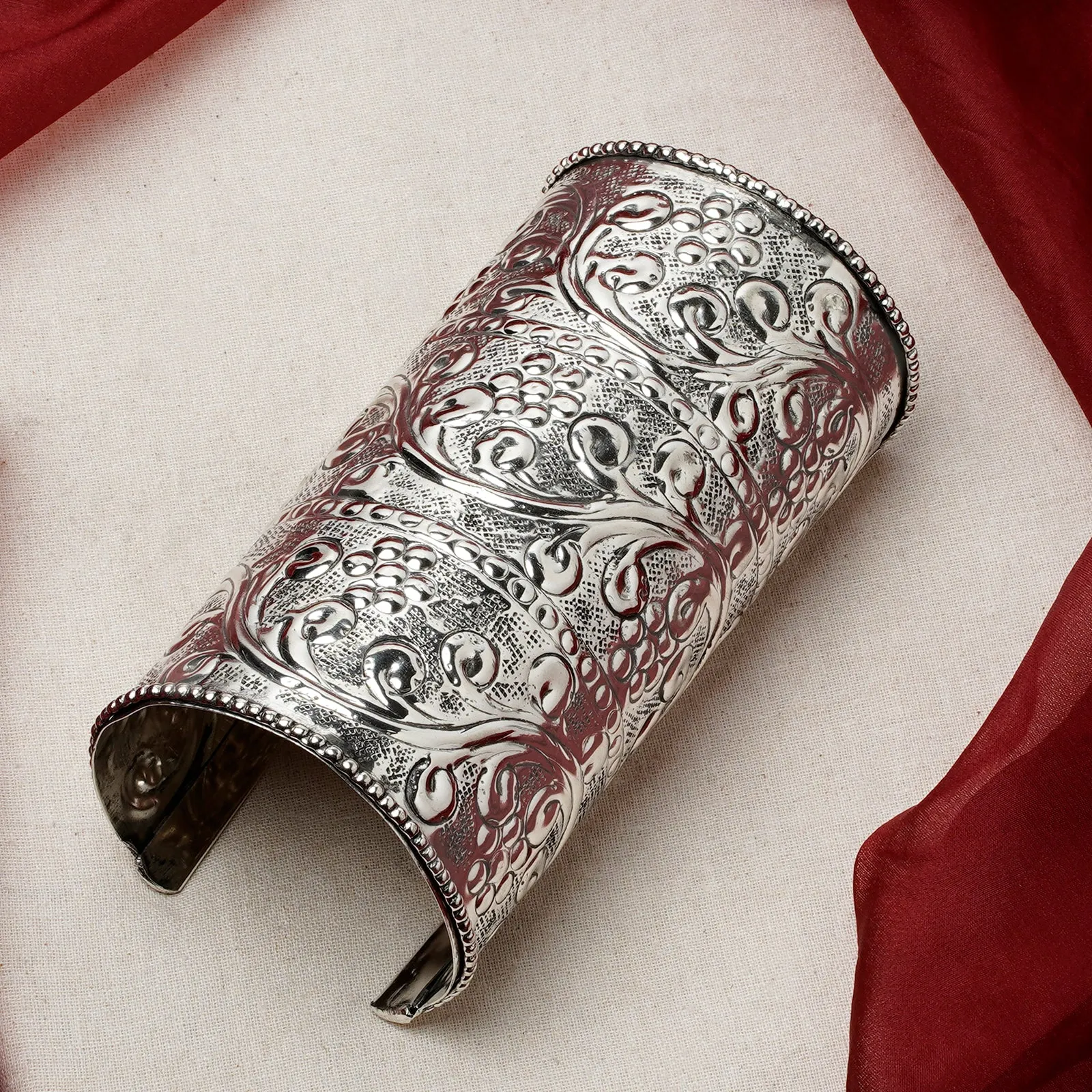 Jiza Silver Oxidised Cuff Bracelet