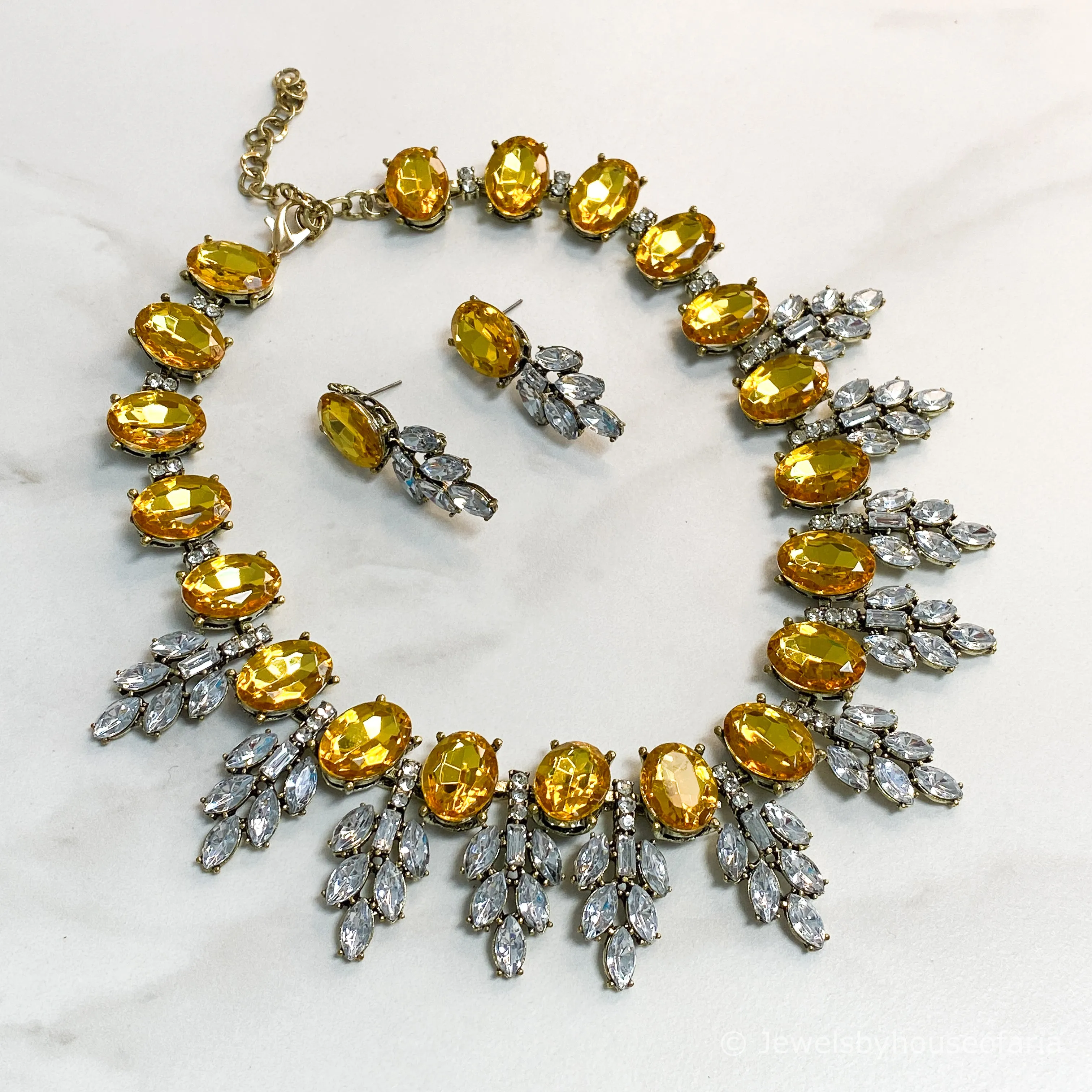 KAYLEE Amber Yellow Statement Necklace Set