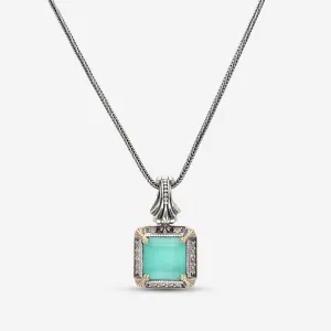 Konstantino Sterling Silver and 18K Yellow Gold, Chalcedony Doublet and White Topaz Pendant Necklace C-MEKJ699-497