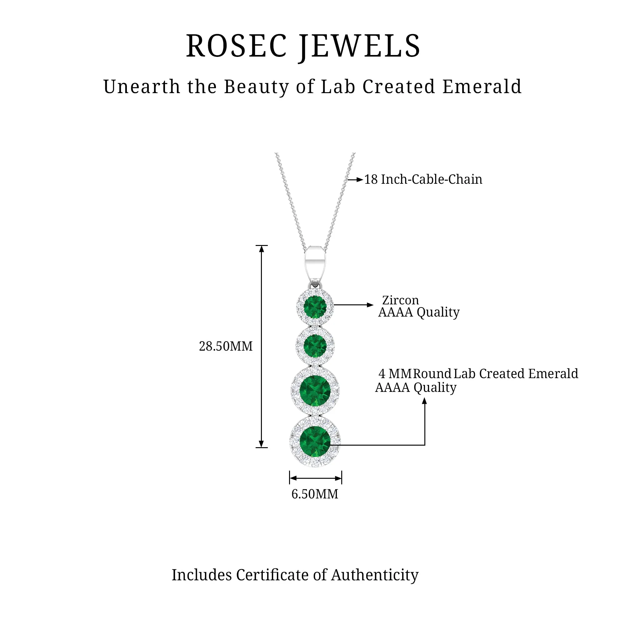 Lab Grown Emerald Dangle Pendant Necklace With Moissanite Halo