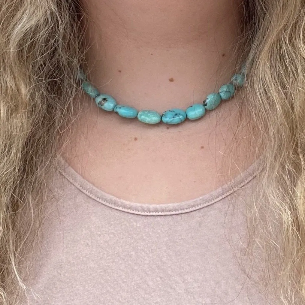 Large Graduated Oval Turquoise Necklace